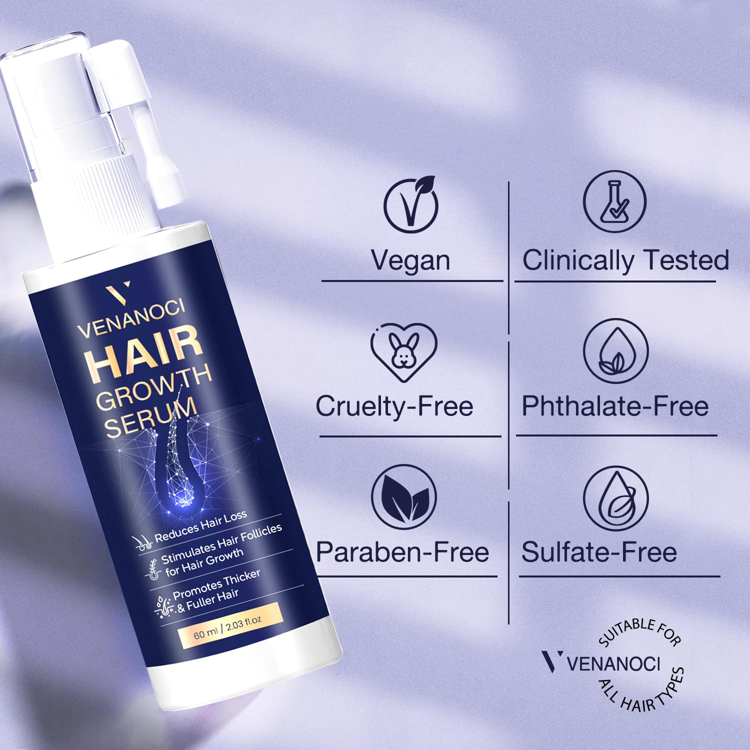 VENANOCI Hair Growth Serum Spray: with Rosemary, Biotin, Batana Oil & Rice Water – Natural Anti-Hair Loss Treatment for Thinning Hair – Promotes Thicker, Fuller Hair for Women & Men – All Hair Types - Medaid International