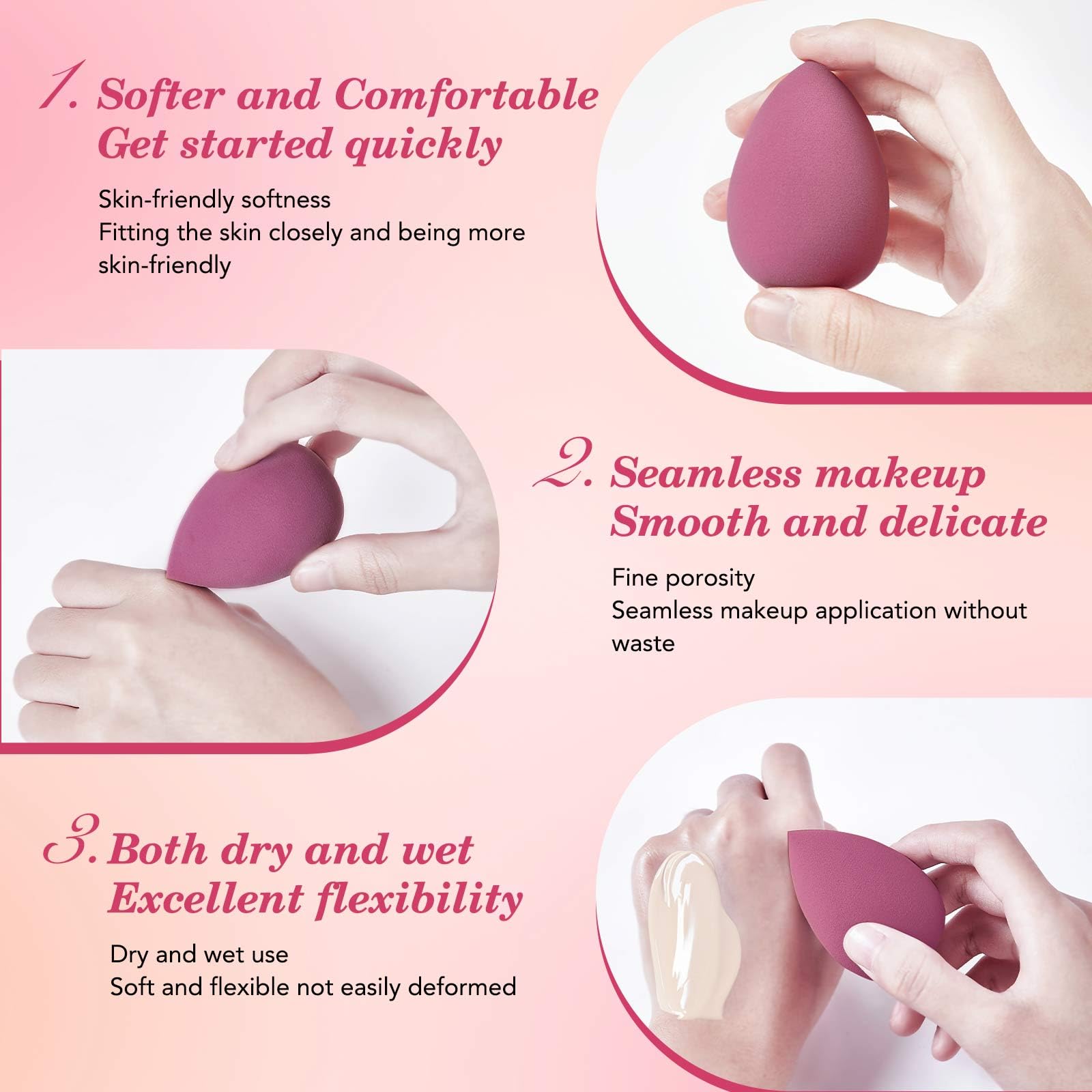 14PCS Makeup Sponge Set, Beauty Blender Sponge for Foundation Blending with 3PCS Mini Makeup Sponges & 4PCS Triangle Powder Puff, Soft Make Up Sponges for Face Cosmetic Applicator for Powder Liquid - Medaid International