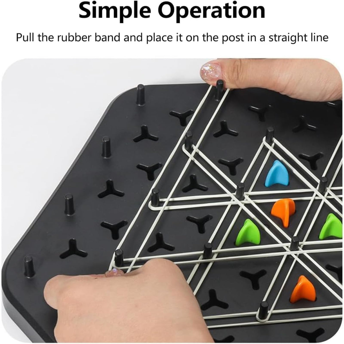KASTWAVE Chain Triangle Chess Game, Triggle Board Game, Triggle Rubber Band Game, Triangle Chain Chess Game Set, Family Interactive Board Game, for Toddlers, Kids, Adults, Family, Party