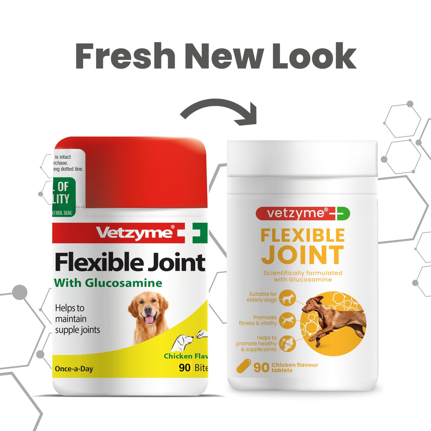 Vetzyme Flexible Joint Tablets with Glucosamine, 90 Tablets - Medaid International