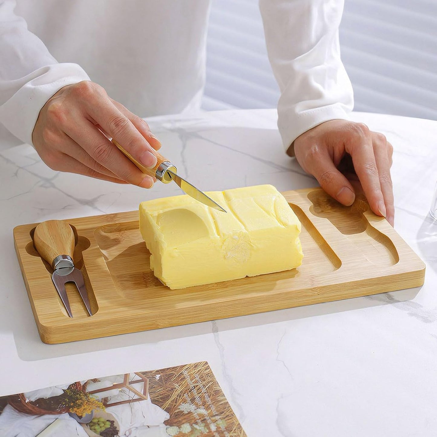 Wooden Butter Glass Set