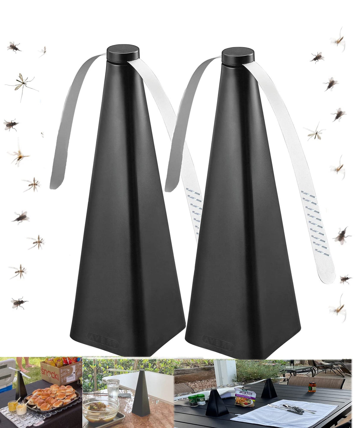 KASTWAVE Fly Repellent Fan, Eco-Friendly Fly Insect Mosquito Repellent Fan, Keep Flies Bugs away from Food for Outdoor Table, Lightweight Portable, Camping Meal Home Hotel Restaurant (Black 3 PCS)
