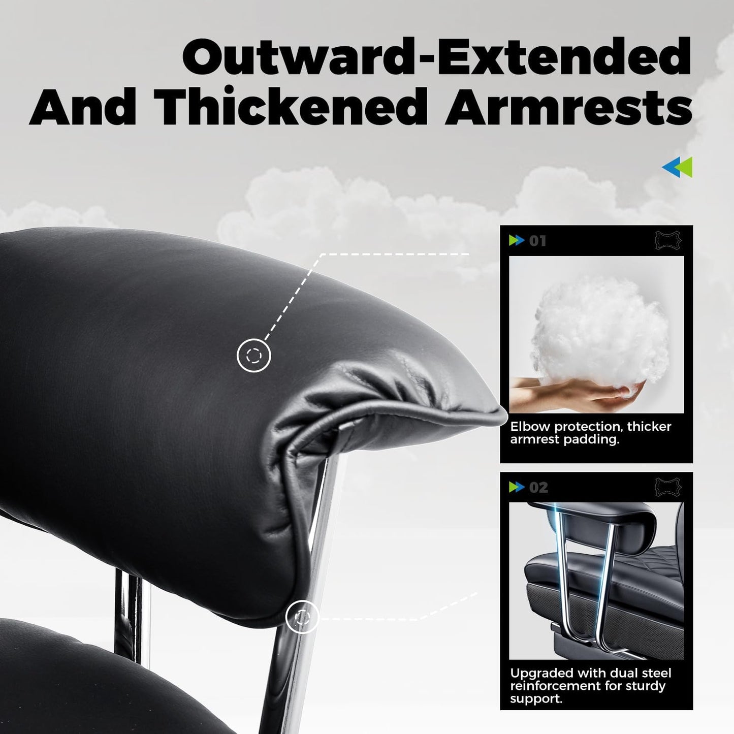 COMHOMA Big and Tall Office Chair, High Back Leather Gaming Chair with Footrest, Executive Ergonomic Office Chair with Pocket Spring Lumbar Support and with Outward Fixed Soft Armrests - Medaid International