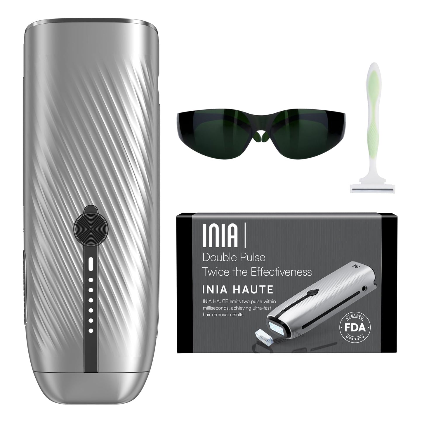INIA Laser Hair Removal for Women and Men, IPL Hair Removal Device with Ice-Cooling, Double Effectiveness & 5 Flashes per Second for Long-Lasting and Nearly Painless Results - Medaid International