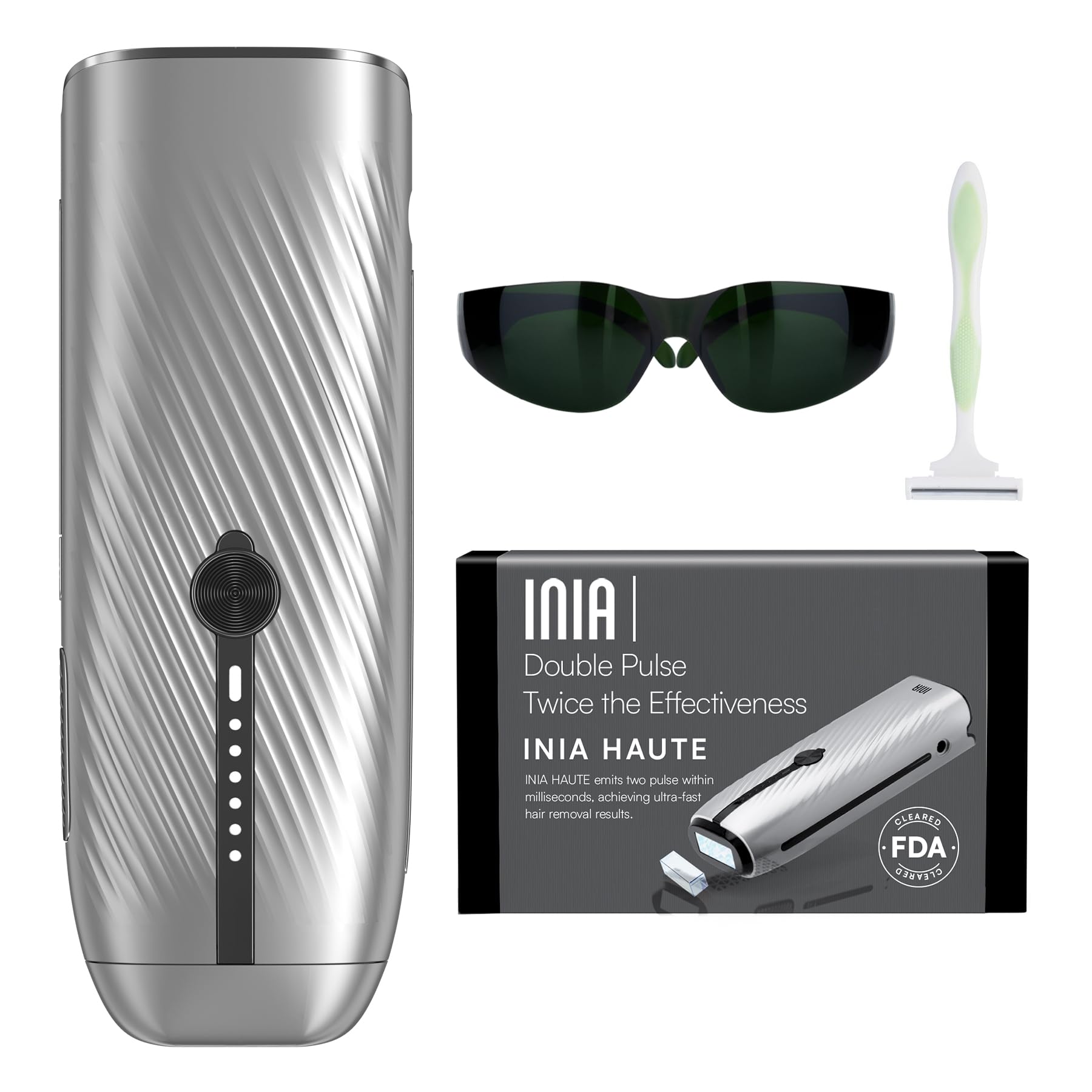 INIA Laser Hair Removal for Women and Men, IPL Hair Removal Device with Ice-Cooling, Double Effectiveness & 5 Flashes per Second for Long-Lasting and Nearly Painless Results - Medaid International