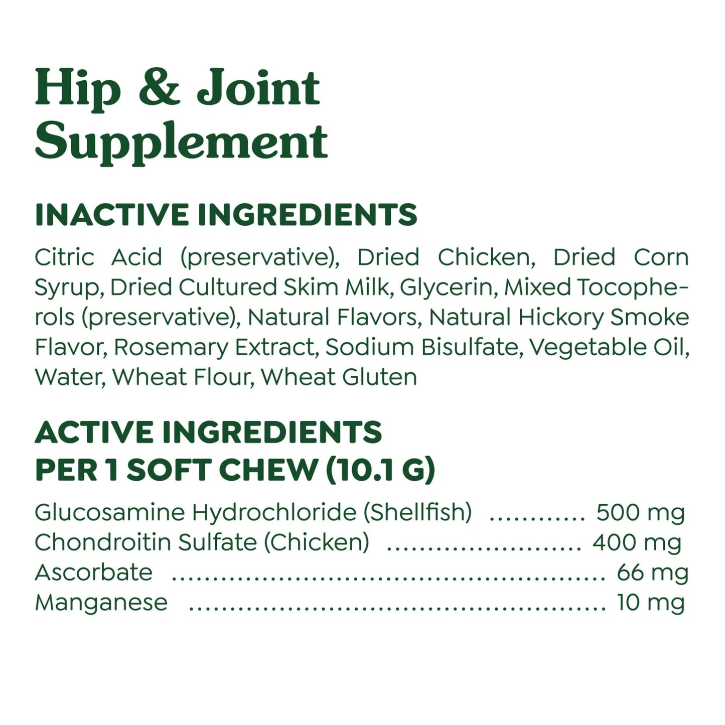 Greenies Supplements Hip and Joint Supplements for Dogs, with Chondroitin & Glucosamine for Dogs, Chicken Flavor, 16.2 oz. Container, 80 Count