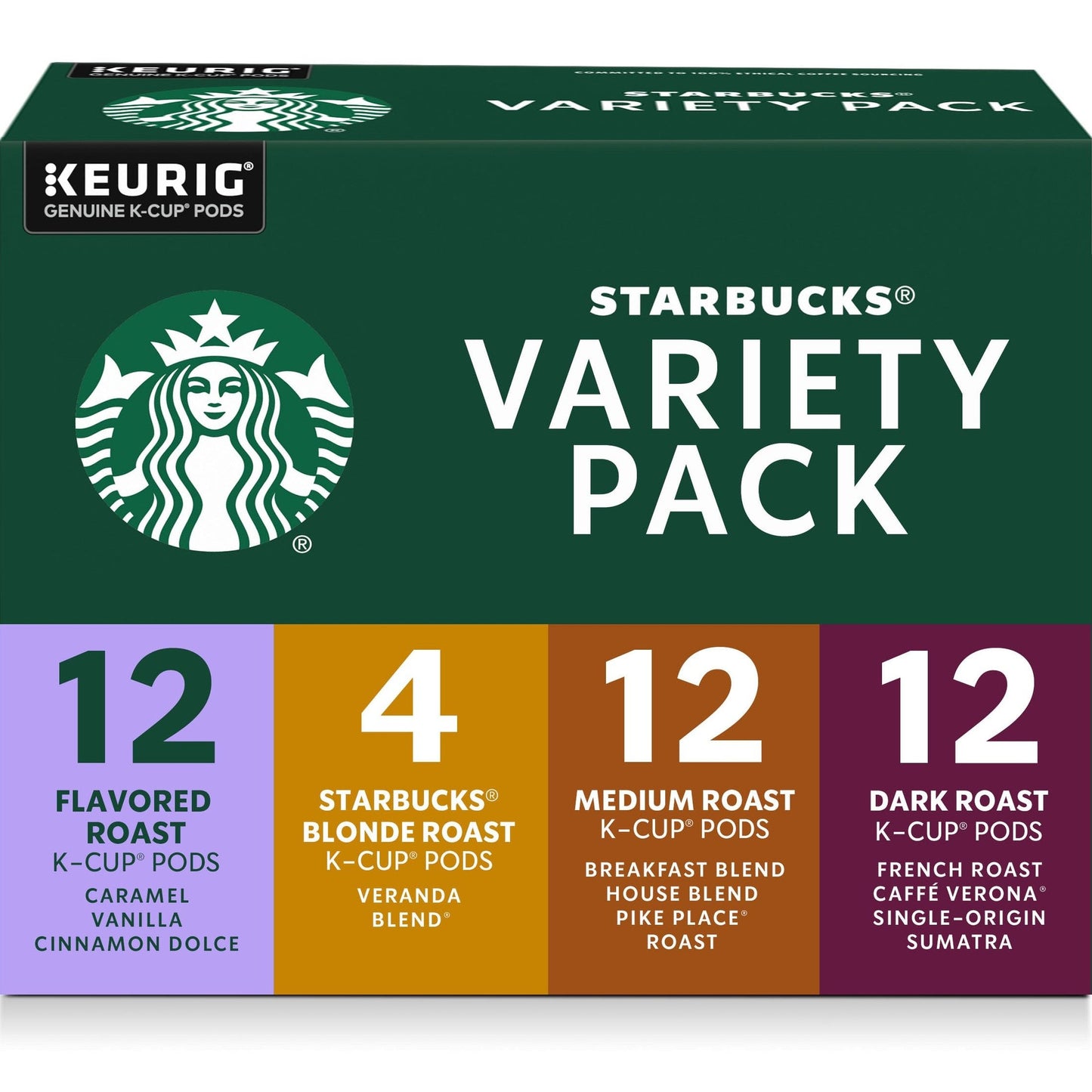 Starbucks K-Cup Coffee Pods, Starbucks Blonde, Medium, Dark Roast and Flavored Hot or Iced Coffee, Variety Pack, 40 Keurig Pods