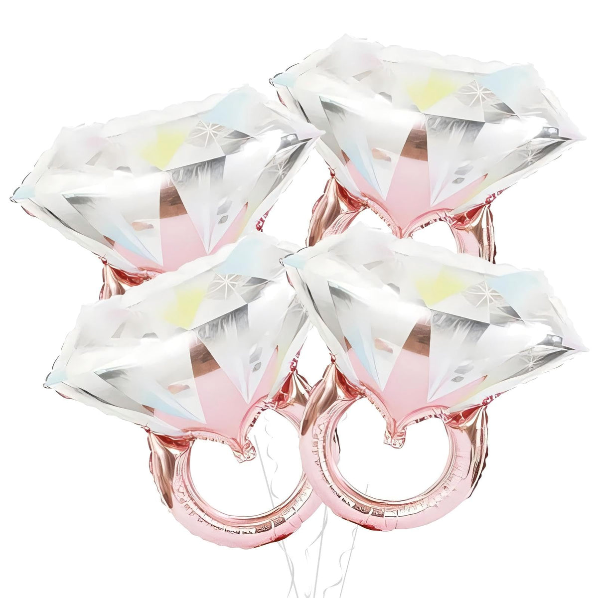Diamond Ring Balloons, 4Pcs Large Rose Gold Foil Shining Diamond Balloon, Engagement Ring Balloons for Wedding Bridal Shower Marriage, Romantic Sparkly Ring Balloon for Party Decor