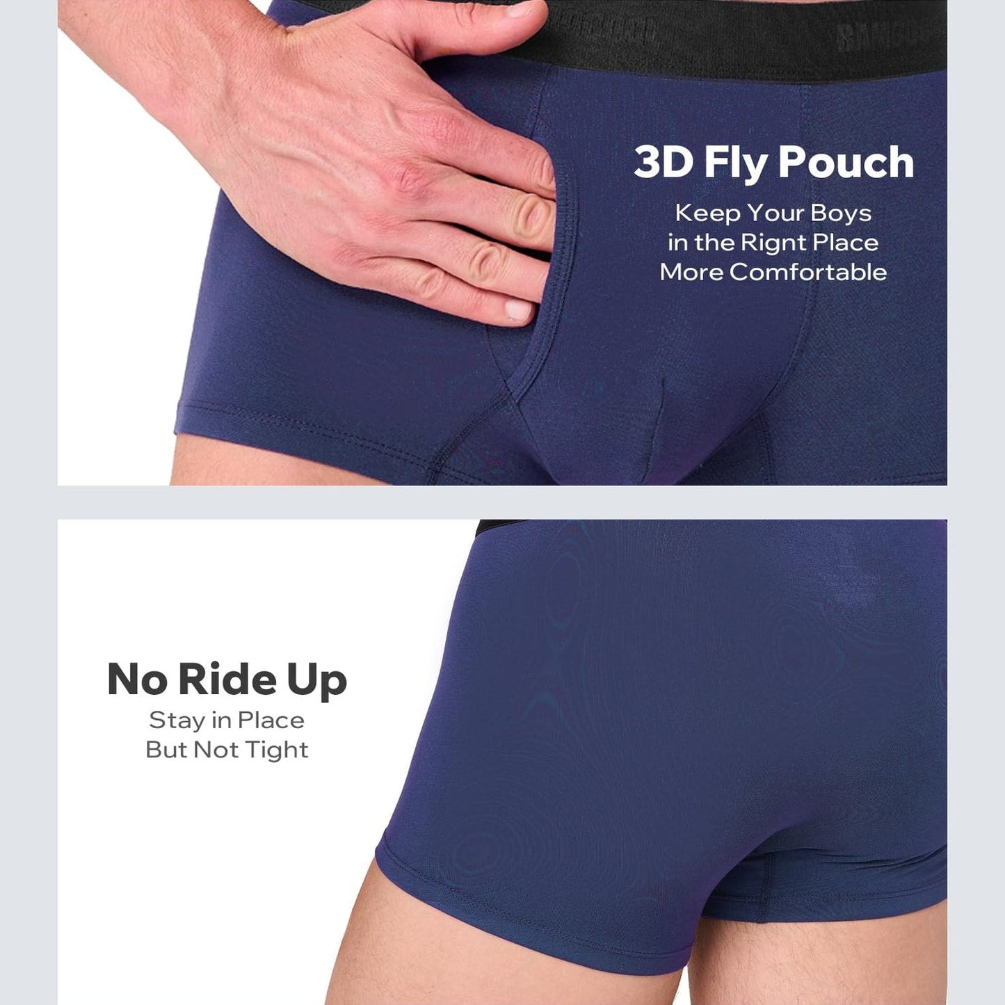 Men's Bamboo Underwear 4-Pack - Ultra Soft, Anti-Roll Waistband, Tagless Trunks - Medaid International