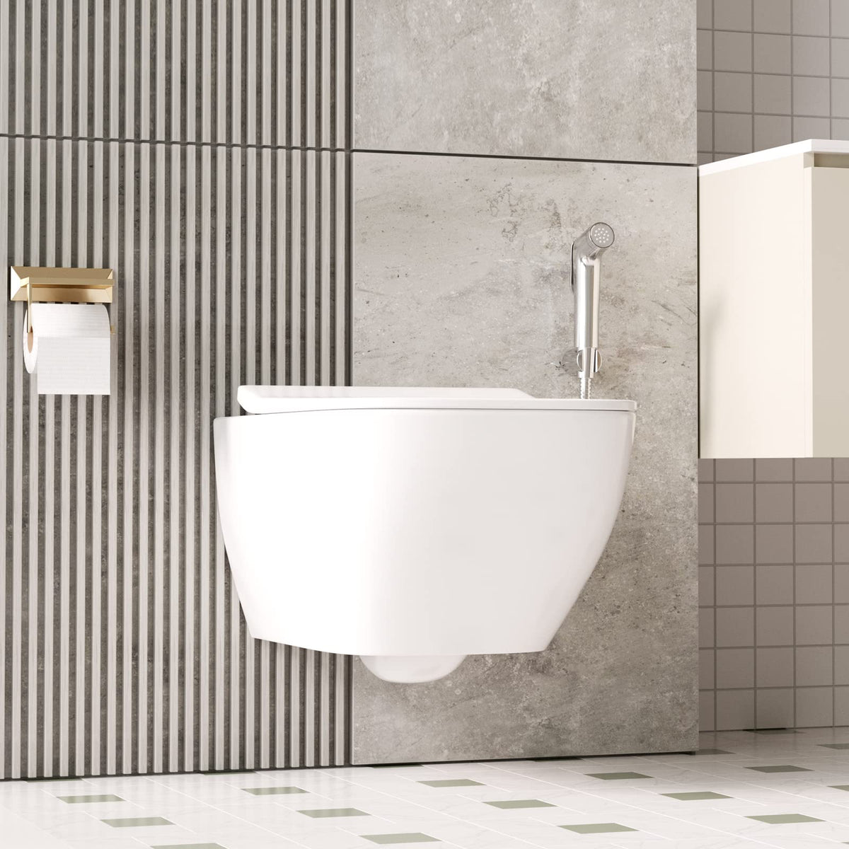 JOMOO Shattaf Set, Bidet Sprayer for Toilet with 47inches Stainless Steel Bidet Hose, Wall Mounted Handheld Bathroom Spray for Personal Hygiene, Chrome