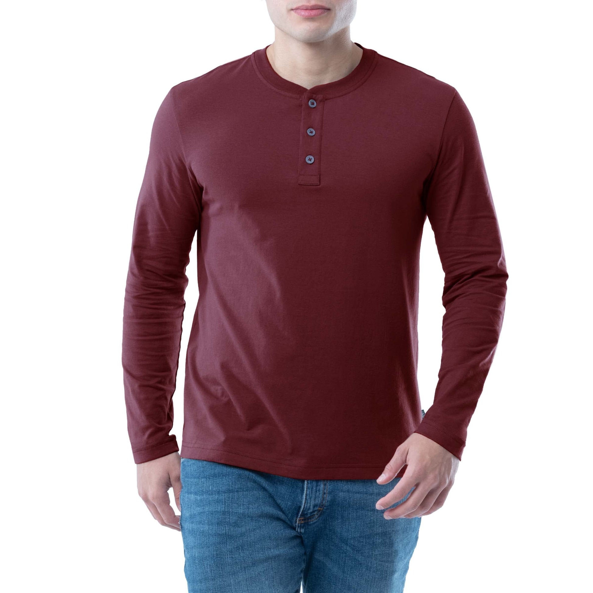 Lee Men's Long Sleeve Soft Washed Cotton Henley T-Shirt, Rhubarb, Large - Medaid International