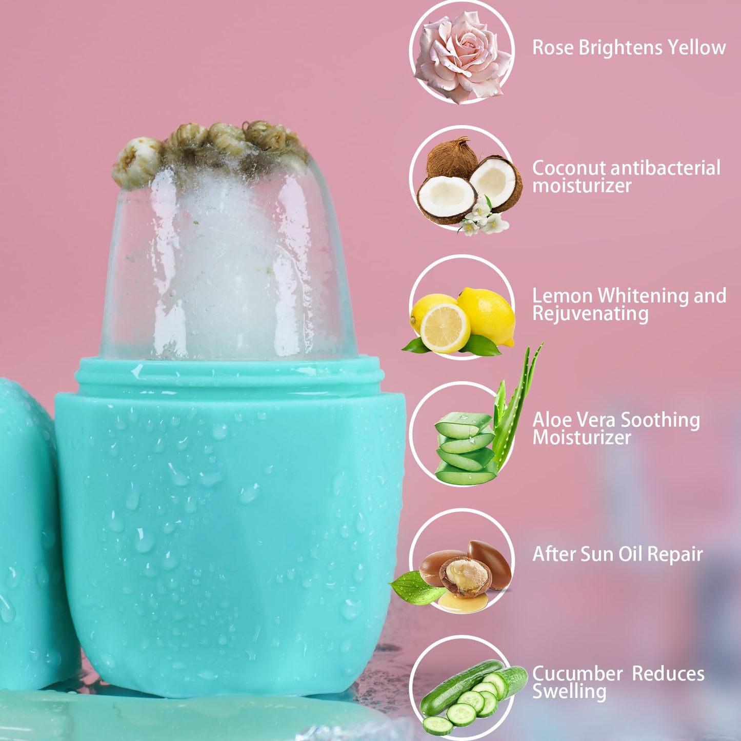 Joyeee Ice Face Roller and Gua Sha Set, Reusable Silicone Mold, Gua Sha Stone Massager Tools for Shrink Pores Anti Wrinkle Reduce Puffiness Improve Skin Elasticity - Medaid International