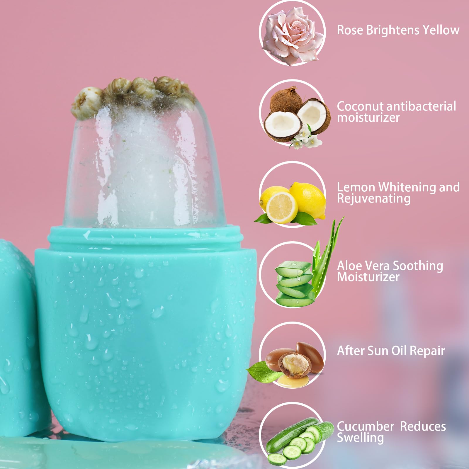 Joyeee Ice Face Roller and Gua Sha Set, Reusable Silicone Mold, Gua Sha Stone Massager Tools for Shrink Pores Anti Wrinkle Reduce Puffiness Improve Skin Elasticity - Medaid International