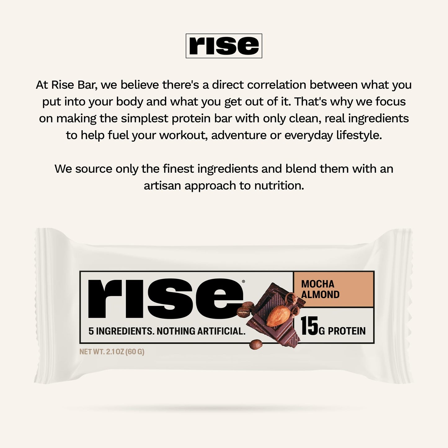 Rise Whey Protein Bars - Mocha Almond | Breakfast Bar & Protein Snack 15g Protein 4g Fiber Just 5 Whole Food Ingredients Gluten-Free Soy Free - Medaid International
