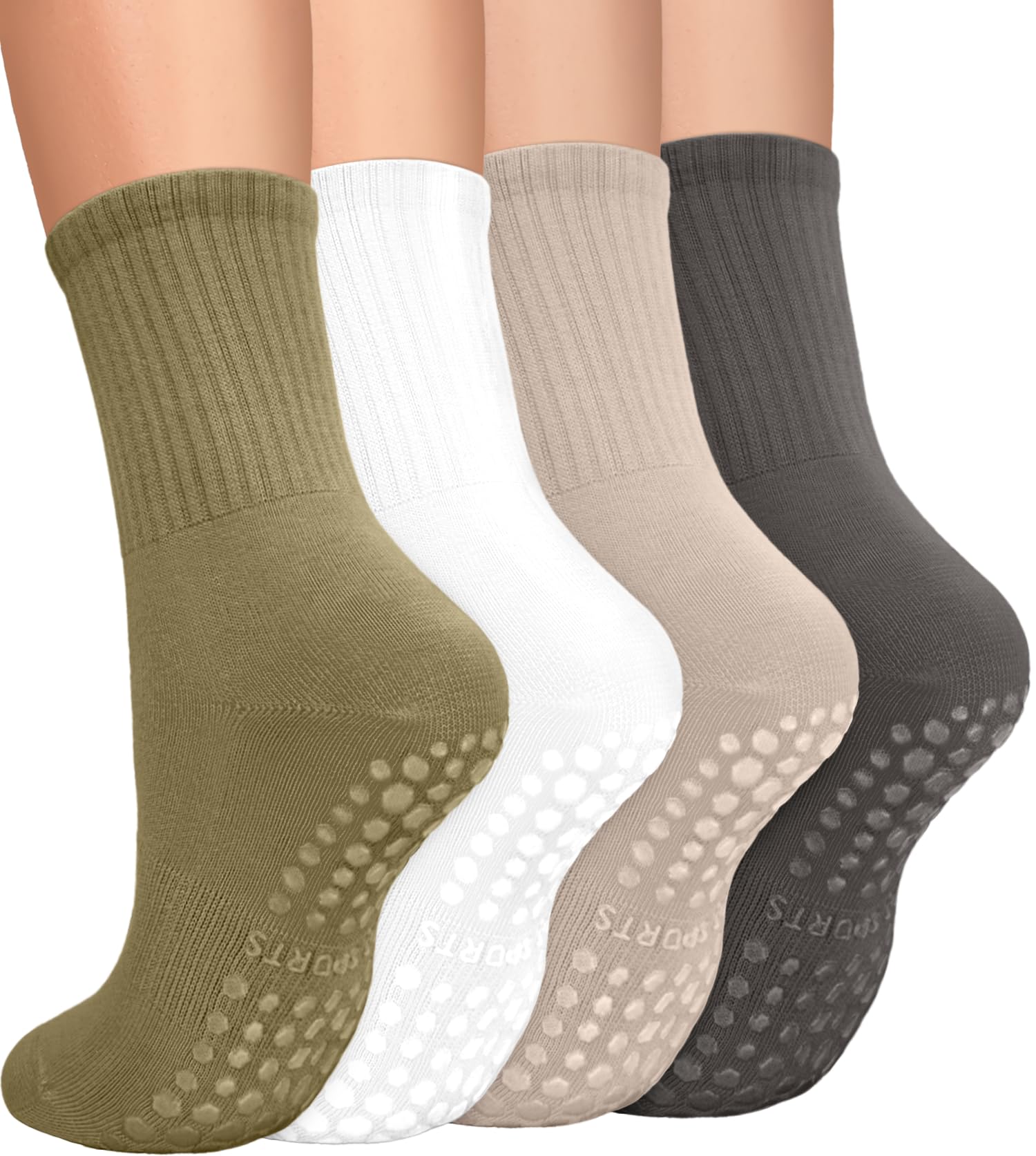 yeuG Non Slip Pilates Socks with Grips for Women, Grip Socks for Yoga Ballet Barefoot Workout Anti Skid Athletic Socks - Medaid International