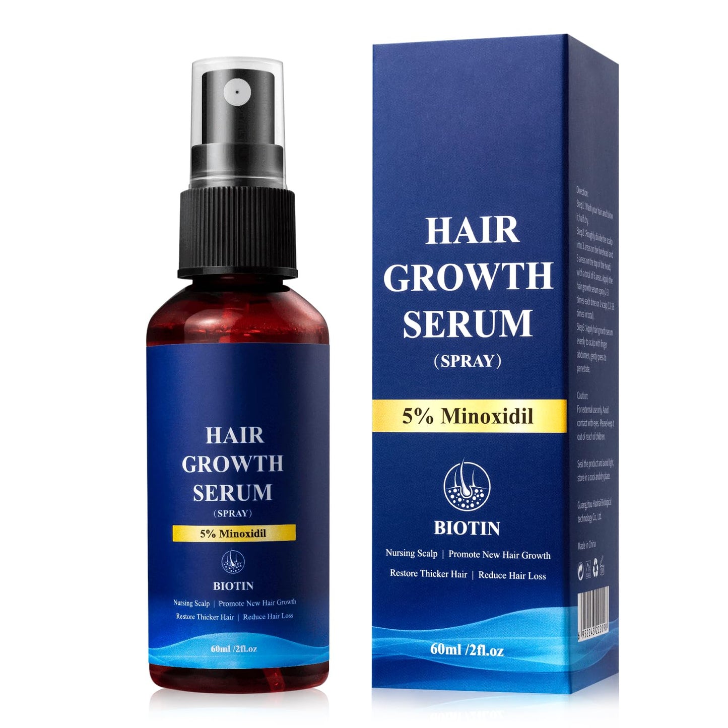 5% Minoxidil Hair Growth Spray - Minoxidil for Men and Women Hair Growth, Hair Regrowth Treatment for Stronger Thicker Hair (60ml) - Medaid International