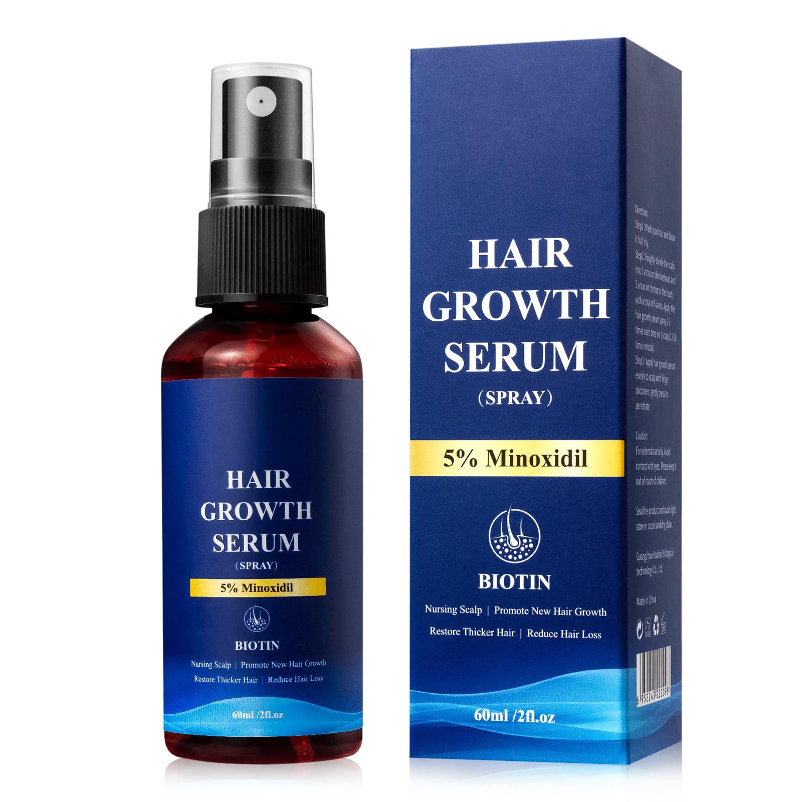 5% Minoxidil Hair Growth Spray - Minoxidil for Men and Women Hair Growth, Hair Regrowth Treatment for Stronger Thicker Hair (60ml) - Medaid International