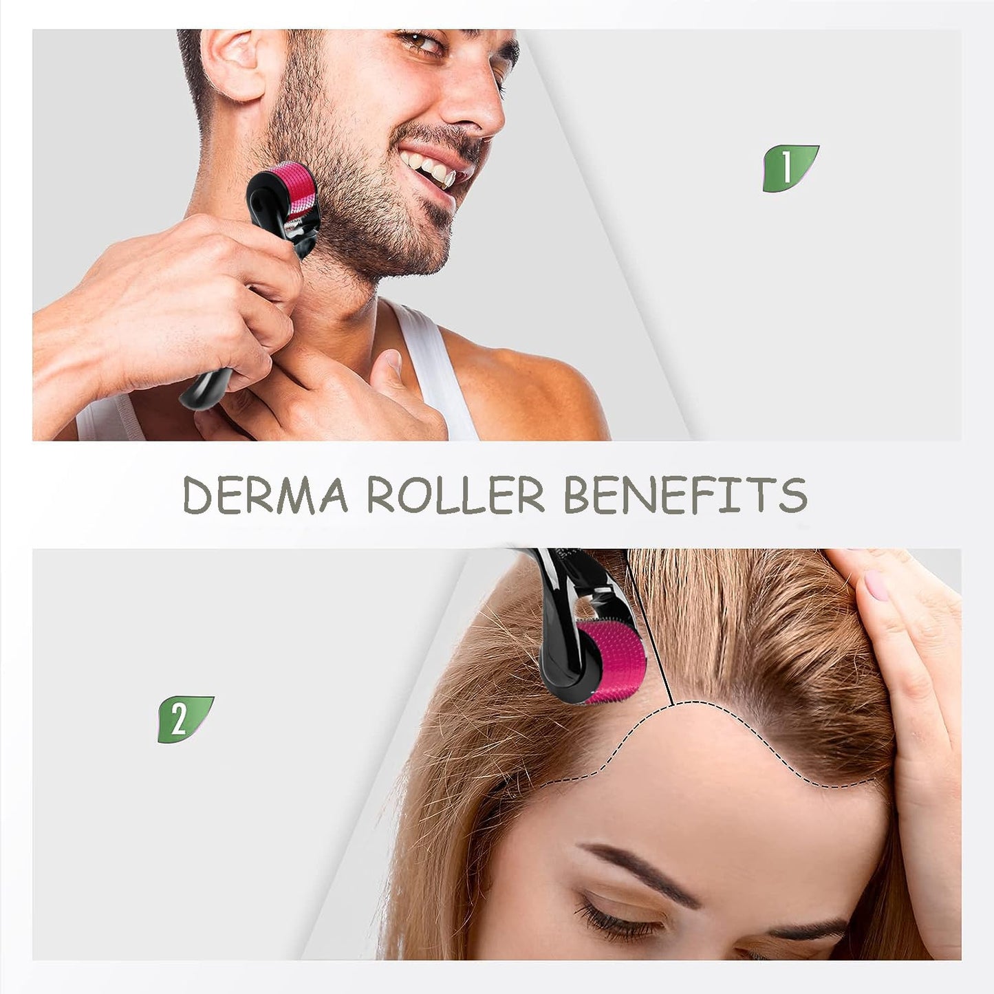Derma Roller Set - 3 Pack Microneedling Roller for Home Use, Microneedle Roller Skin Tool, Personal Skin and Hair Care Tools - Medaid International