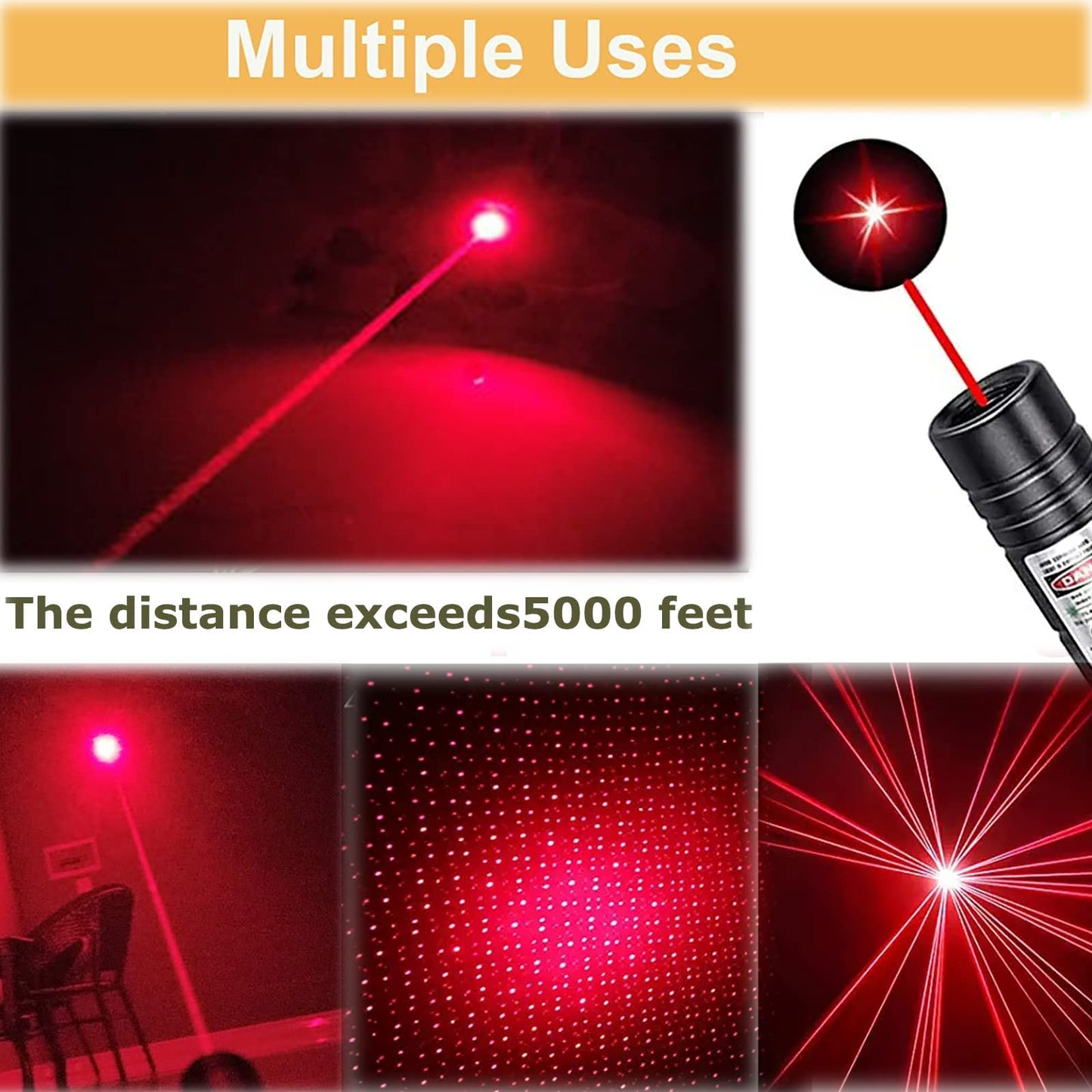 Laser Pointer High Power, Red Laser Pointer Indicator Light, Long Range Laser Pointer for Hiking, USB Charge - Medaid International