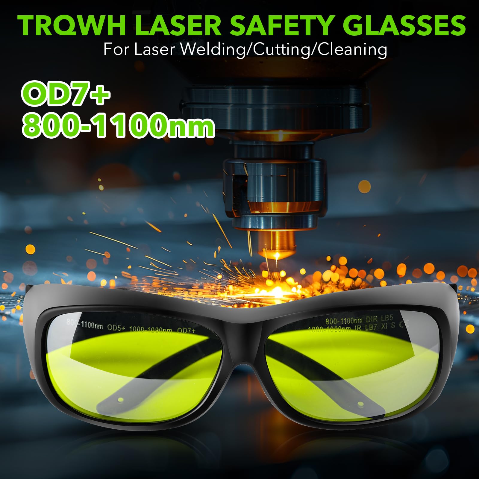 TRQWH Laser Safety Glasses OD7+ 800nm-1100nm Professional Laser Glasses Eye Protection Goggles with CE FDA for Laser Welding/Laser Cutting/Laser Cleaning/Laser Marking - Medaid International