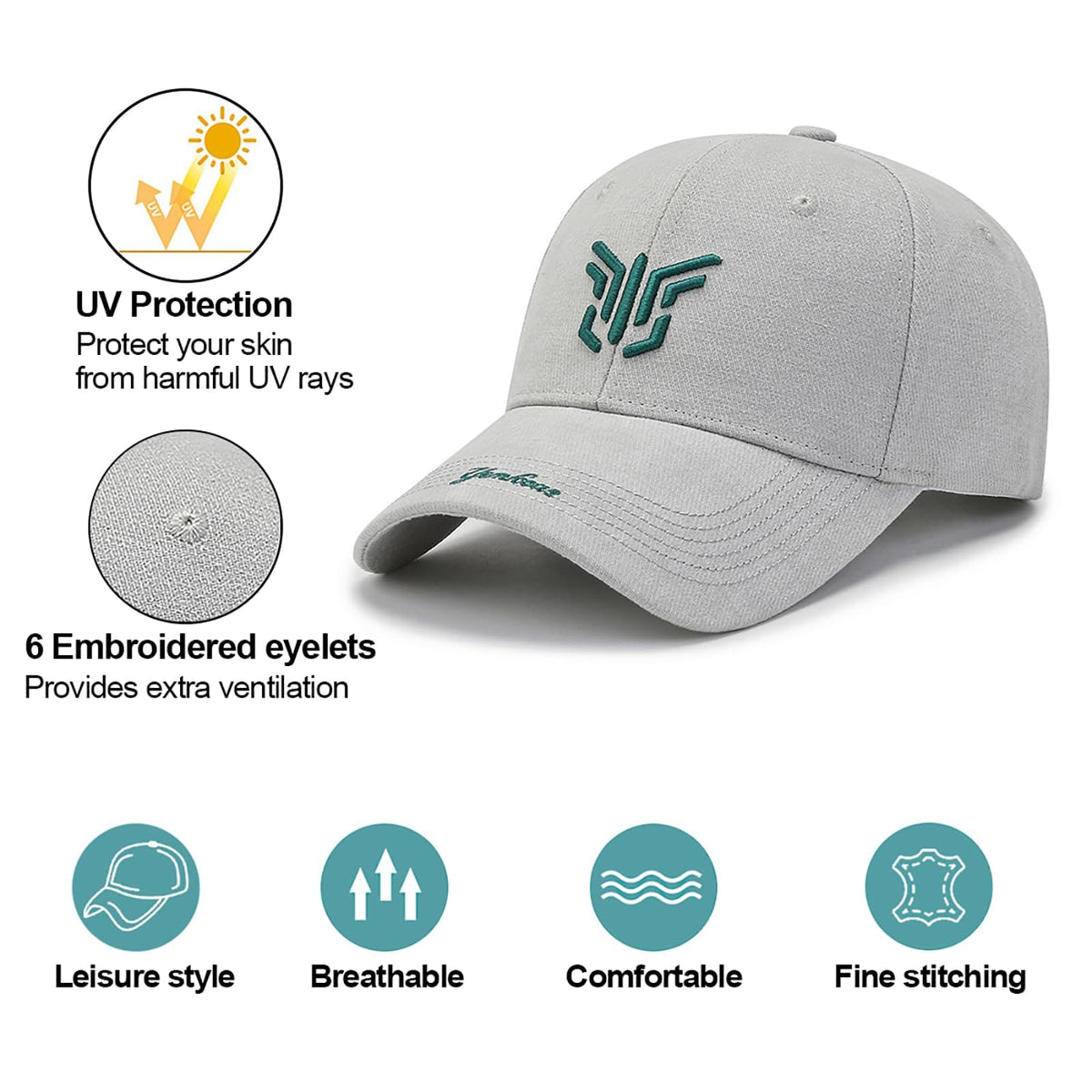 TERRIFI Baseball Cap, Adjustable Buckle Baseball Cap for Men and Women - Embroidered Breathable Summer Sun Hat for Outdoor Sports and Casual Wear