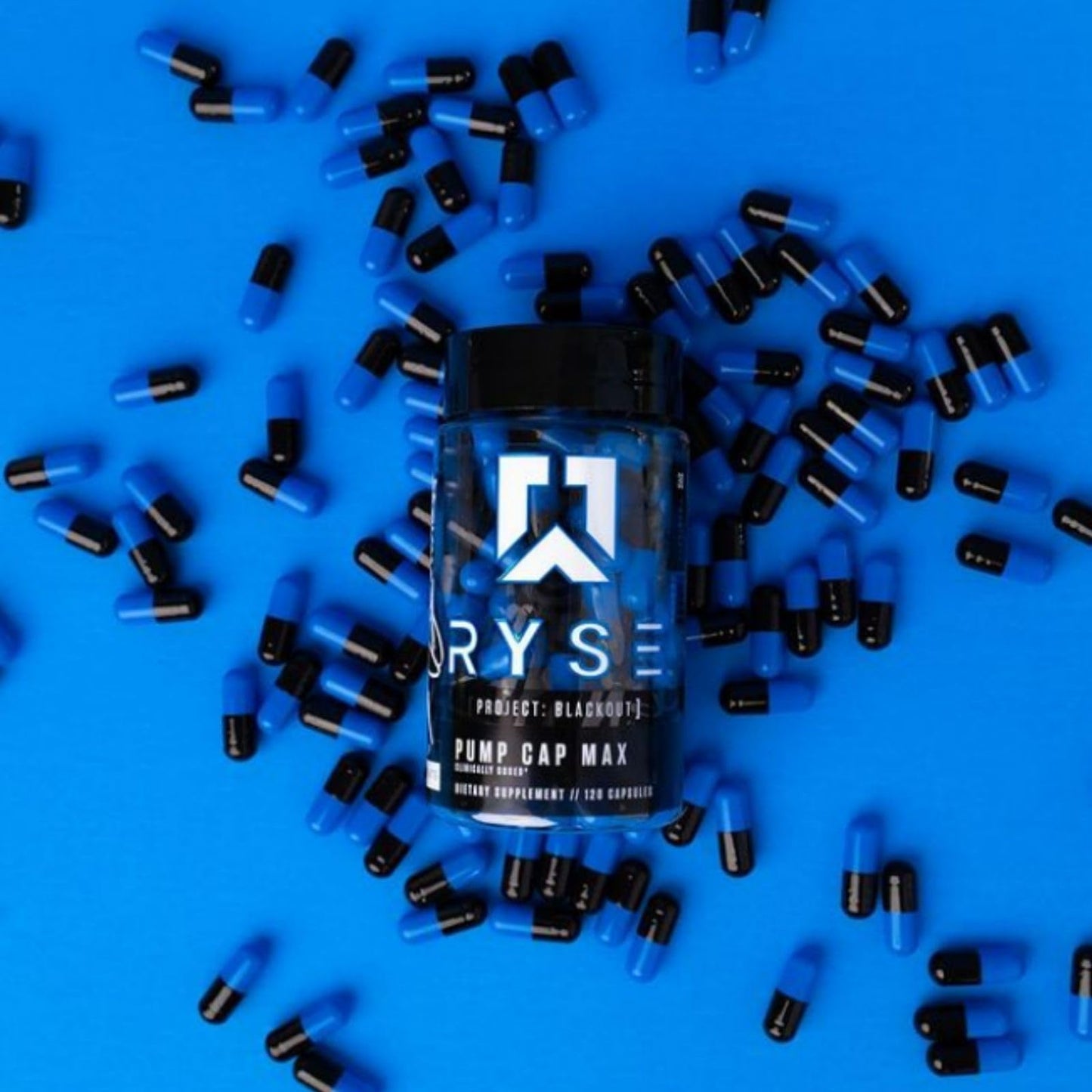 RYSE Project Blackout Pump Cap Max - Pre Workout Nitric Oxide Booster Supplement for Men with Betaine Nitrates & Citrulline Peptides for Maximum Muscle Pumps and Blood Flow - 30 Servings (120 Count) - Medaid International