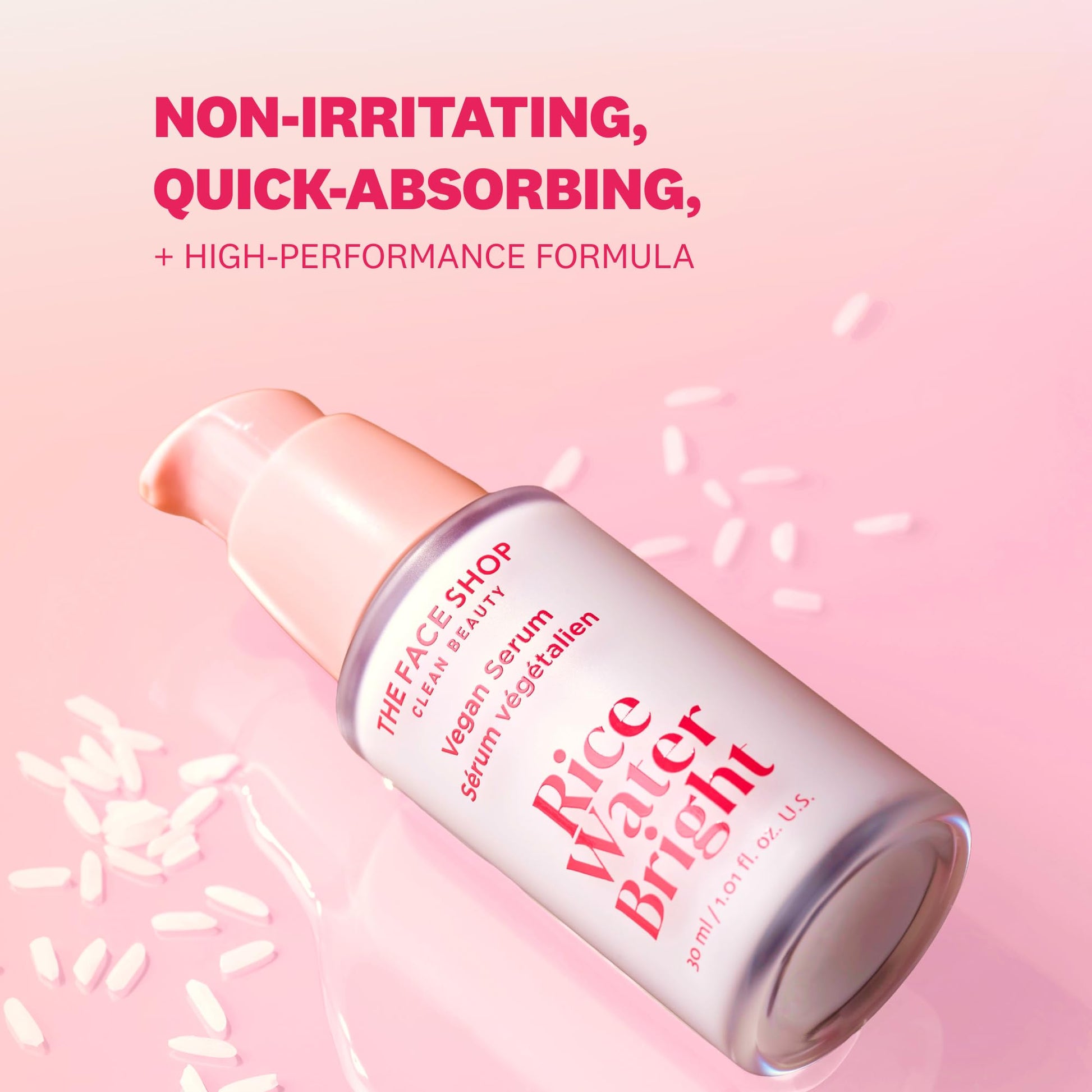 The Face Shop Rice Water Bright Vegan Serum - Targets Uneven Skin Tone & Dryness, Brightening, Nourishing, Hydrating - Rice Water, Hyaluronic Acid, Niacinamide - Korean Skin Care - Medaid International