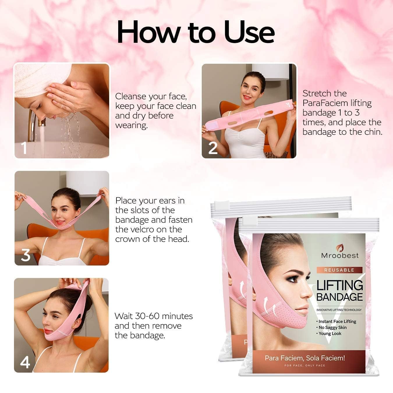 ParaFaciem Reusable V Line Mask Facial Slimming Strap Double Chin Reducer Chin Up Mask Face Lifting Belt V Shaped Slimming Face Mask - Medaid International
