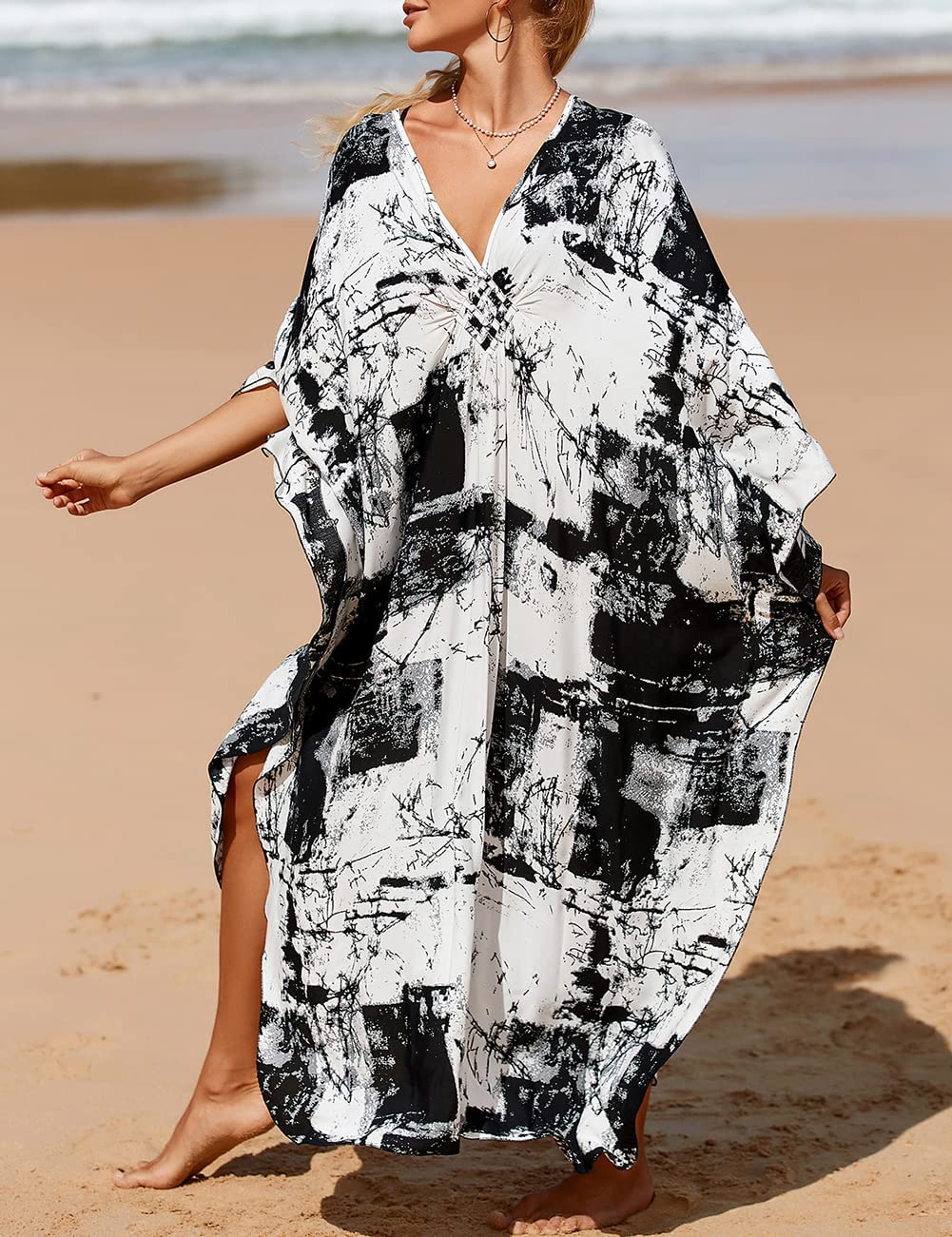 KASTWAVE Maxi Bohemian Dress, Kimono, Beach Coverup