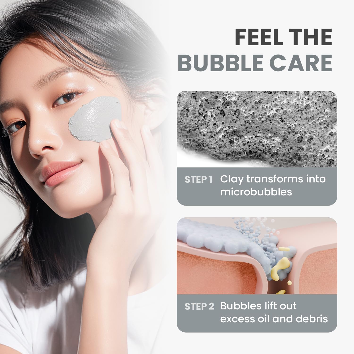 GLAM UP Clean Bubbling Carbonated Clay Mask for Face Purifying- Blackhead Remover, Peel Off, Pore Clearing, Deep Cleansing, Detoxing Bubble Clay Mask, Vegan 135ml (4.56 Fl Oz) - Medaid International