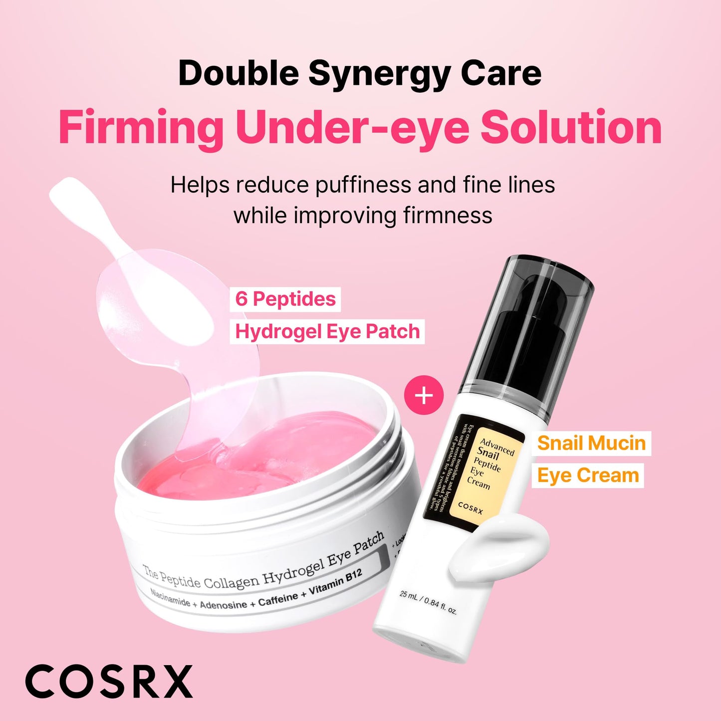 COSRX Pink Peptides Collagen Hydrogel Eye Patch for Puffy Eyes and Dark Circles, Under Eye Mask, 60 Under Eye Patches, Korean Skin Care, Stocking stuffers for women - Medaid International