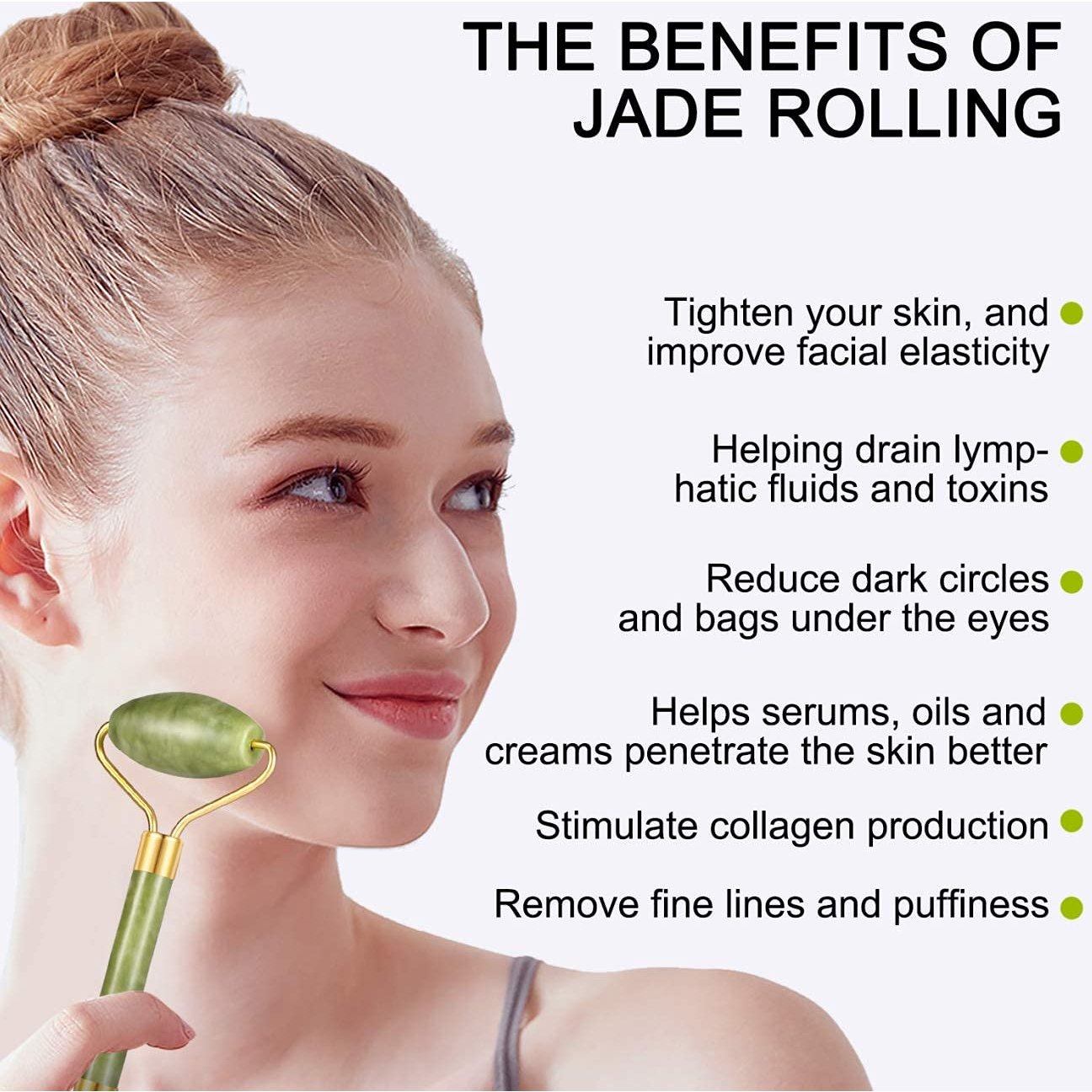 4-pcs Jade Roller & Gua Sha Set, Facial Roller Massager with Gua Sha Scraping Tool, Jade Stone Massager for Anti-aging, Slimming & Firming, Rejuvenate Face and Neck, Remove Wrinkles & Eye Puffiness - Medaid International