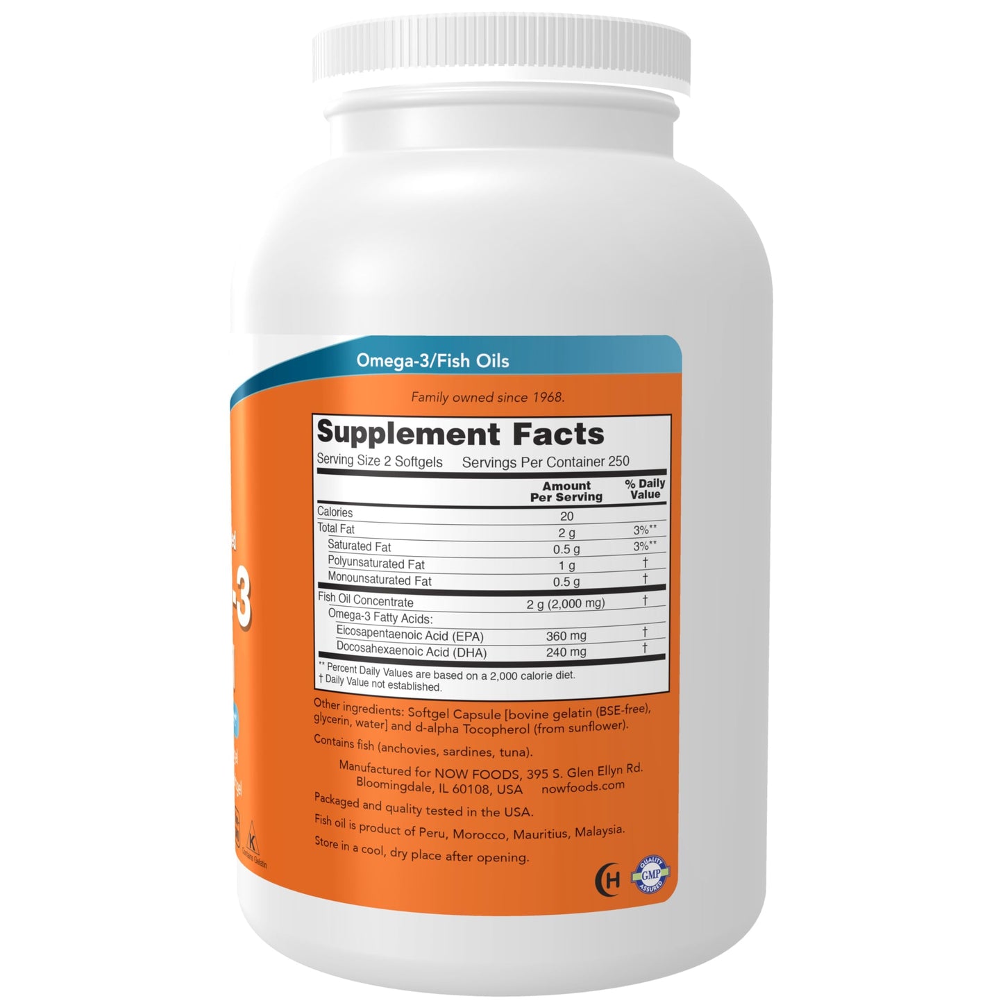 NOW Foods Supplements, Omega-3 180 EPA / 120 DHA, Molecularly Distilled, Cardiovascular Support*, 500 Softgels - Medaid International