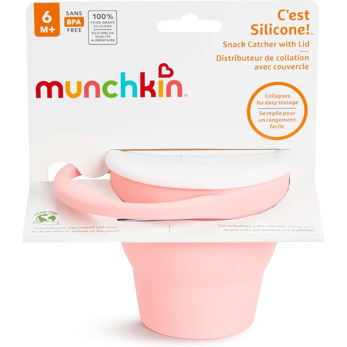 Munchkin C’est Silicone! Collapsible Snack Catcher with Lid Toddler Food Cup