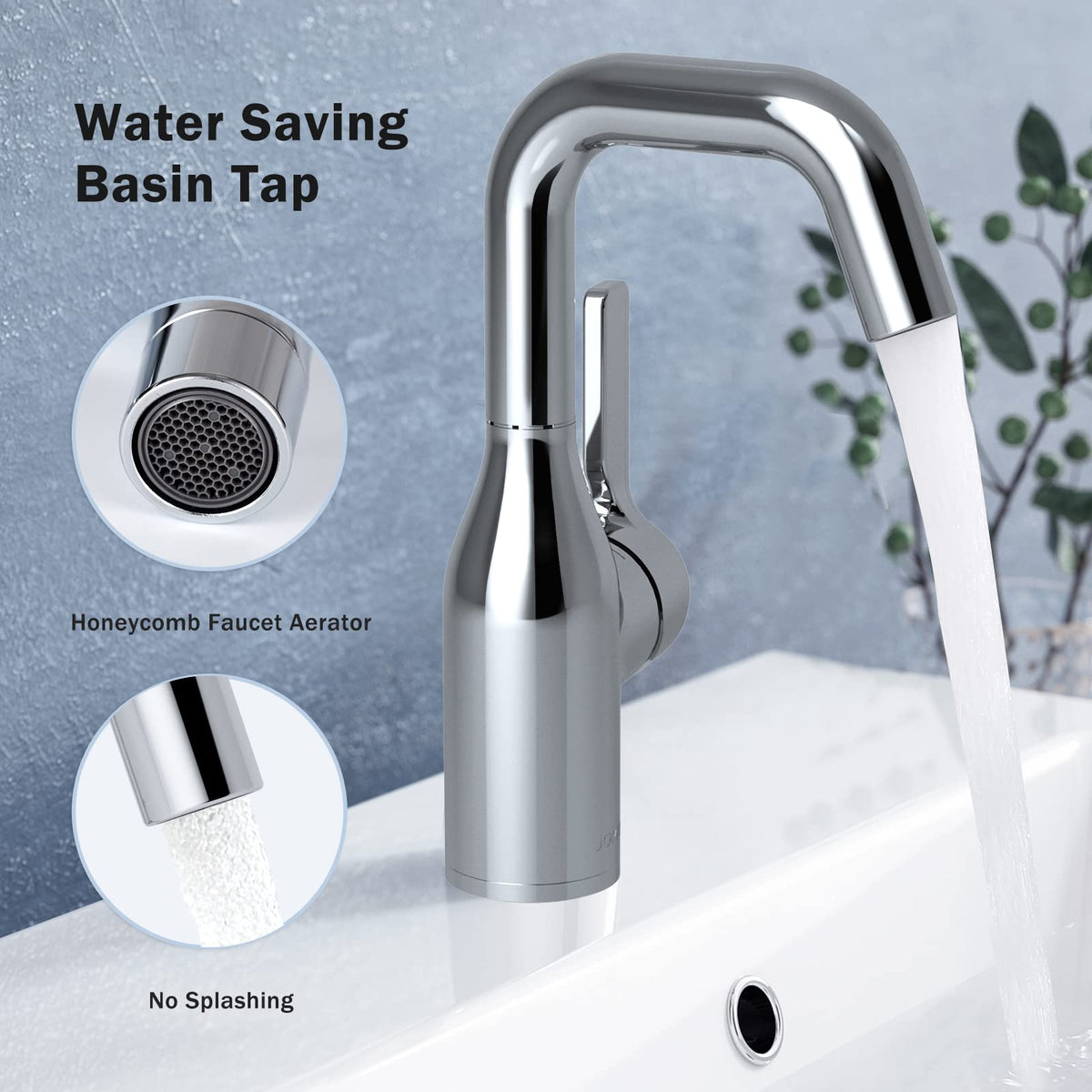 JOMOO Bathroom Faucet, Single-Lever Basin Mixer Deck Mounted Lavatory Tap Basin Mixer Brass Bathroom Sink Fixtures, Chrome