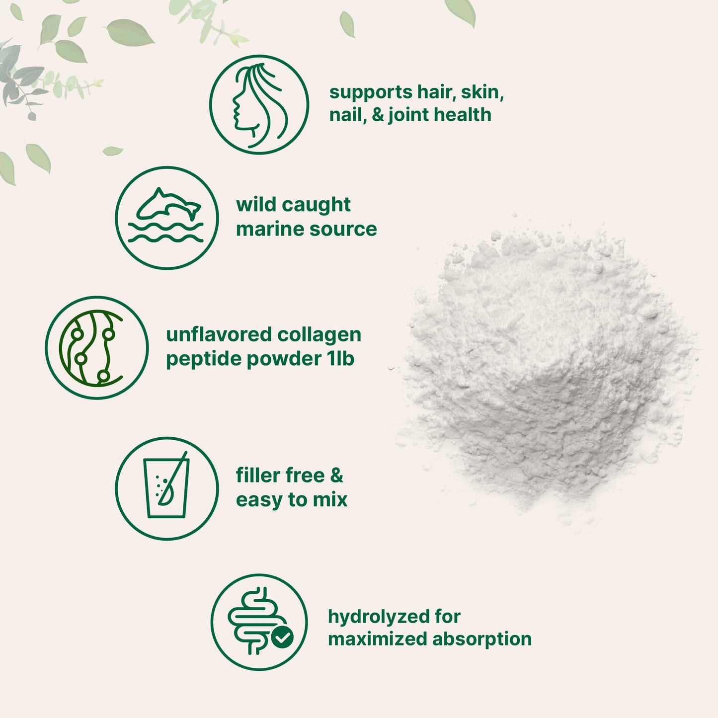Micro Ingredients Marine Collagen Peptides Powder, 1 lb | Type I Marine Collagen + Natural Protein | Wild-Caught Fish Source | Unflavored | Supports Hair, Skin & Joint Health | Pescatarian, Non-GMO - Medaid International