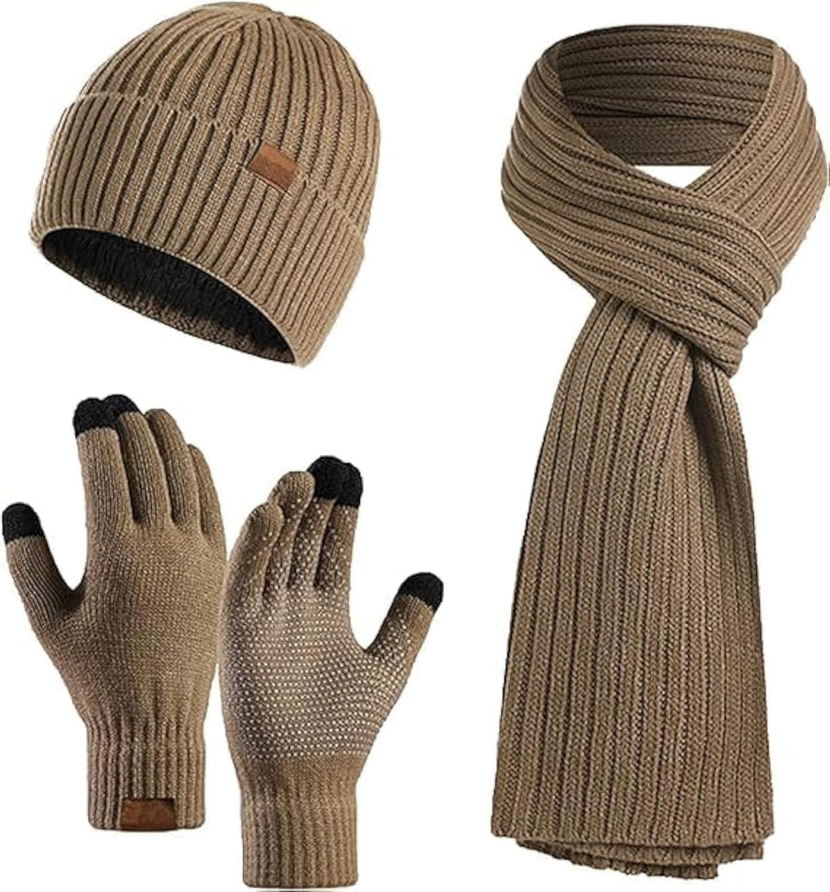 Kastwave Unisex-adult 3pcs Winter Beanie Hat Scarf Gloves Set