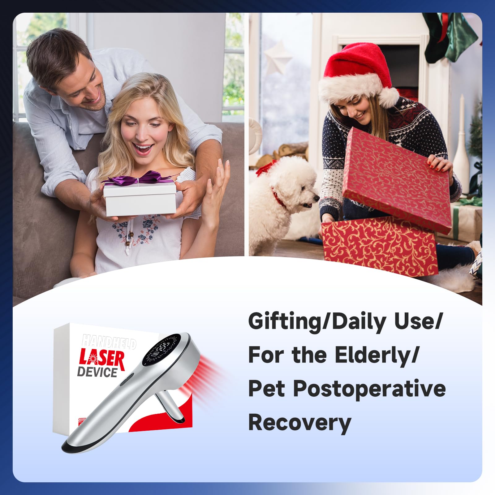 Infrared Red Light Therapy for Pet, Ariysah Cold Laser Therapy Device with Magnetic Cover, Home Handheld Light Therapy Device, Suitable for Body Pain Relief, Gifts for the Elderly(3*808nm+13*650nm) - Medaid International