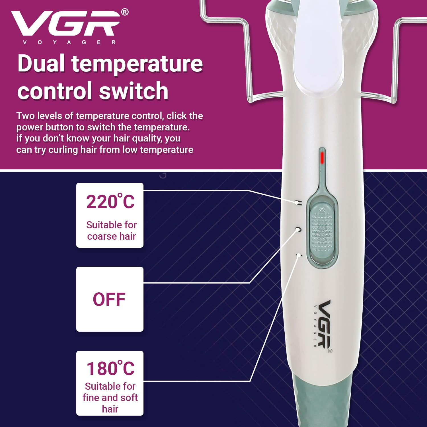 VGR V597, Professional Wavy Hair 5 Barrels Curling Iron - Medaid International