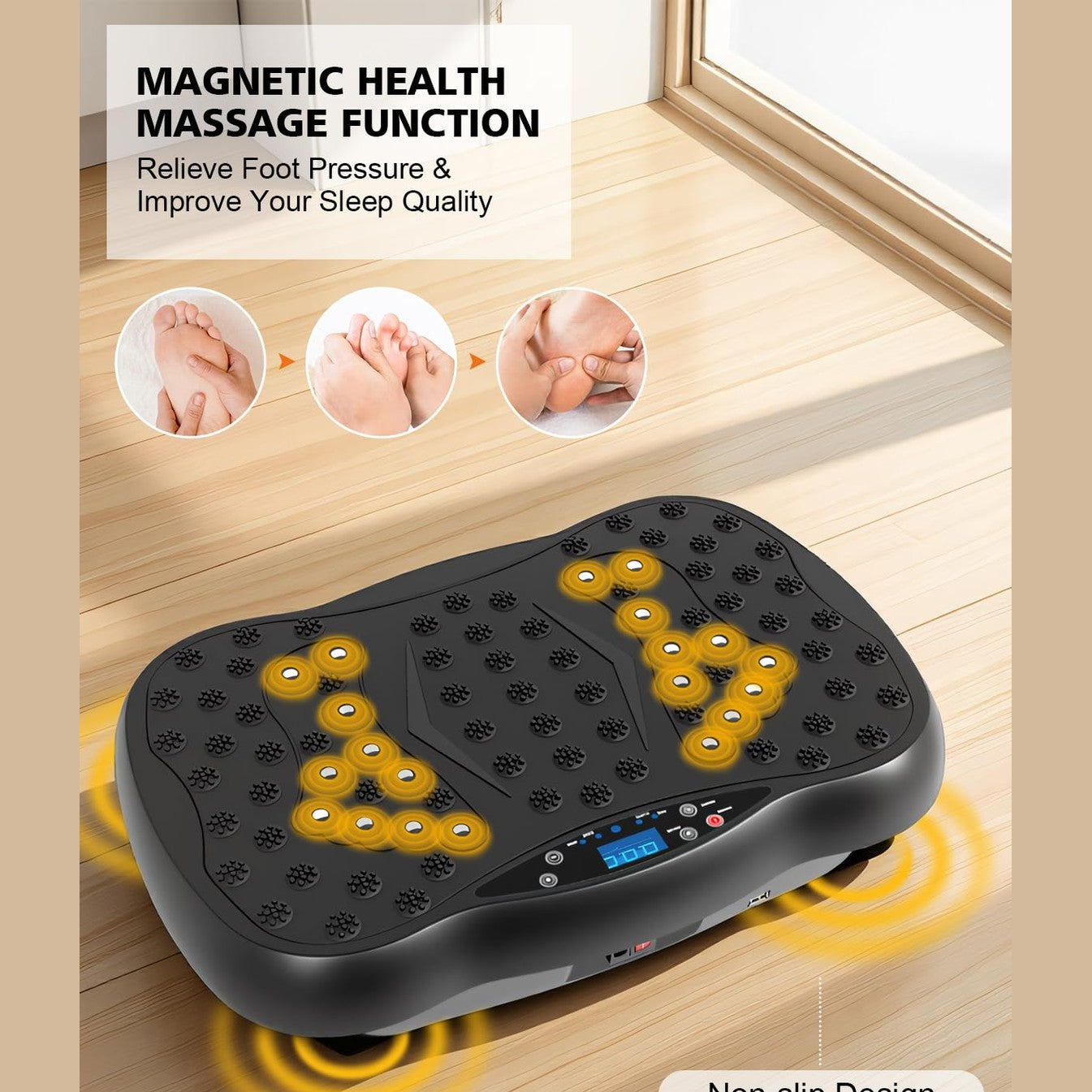 FURFAST Vibration Plate Exercise Machine, 10 Auto Modes/200-Levels Vibrating Plate for Lymphatic Drainage Weight Loss, 450lbs Capacity Whole Body Shake Plate for Women Men