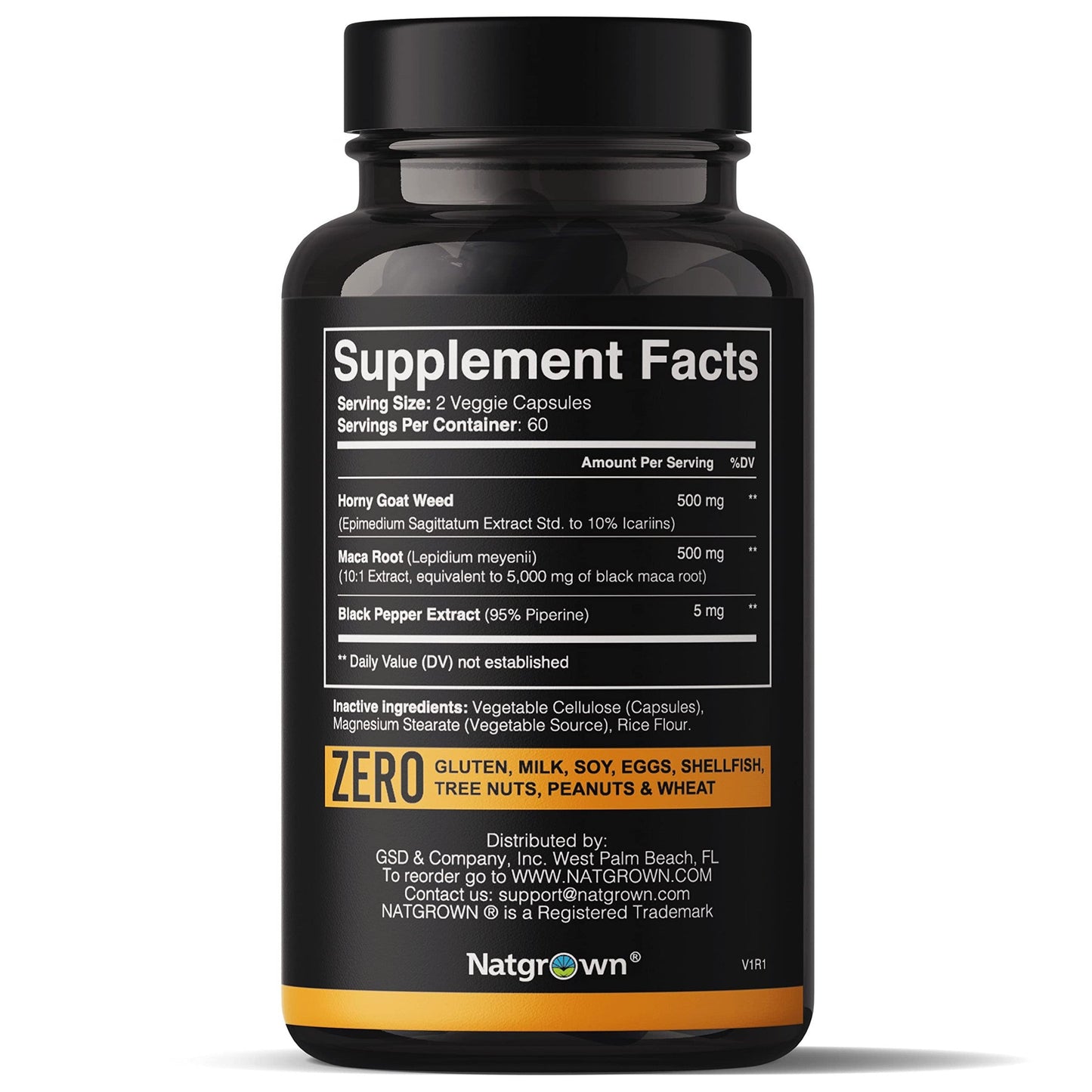 Natgrown Horny Goat Weed and Maca Root Extract Supplement for Men & Women (Epimedium Extract, Hornygoatweed) Vegan Capsules -120 Ct - Medaid International