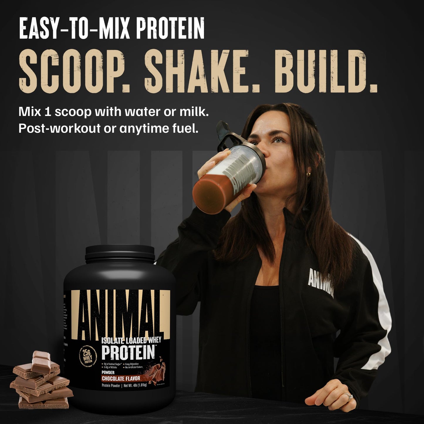 Animal Whey Isolate Protein Powder - Loaded for Pre & Post Workout Muscle Builder and Recovery with Digestive Enzymes for Men & Women - 25g Protein, Great Taste, Low Sugar - Chocolate 4 lbs - Medaid International