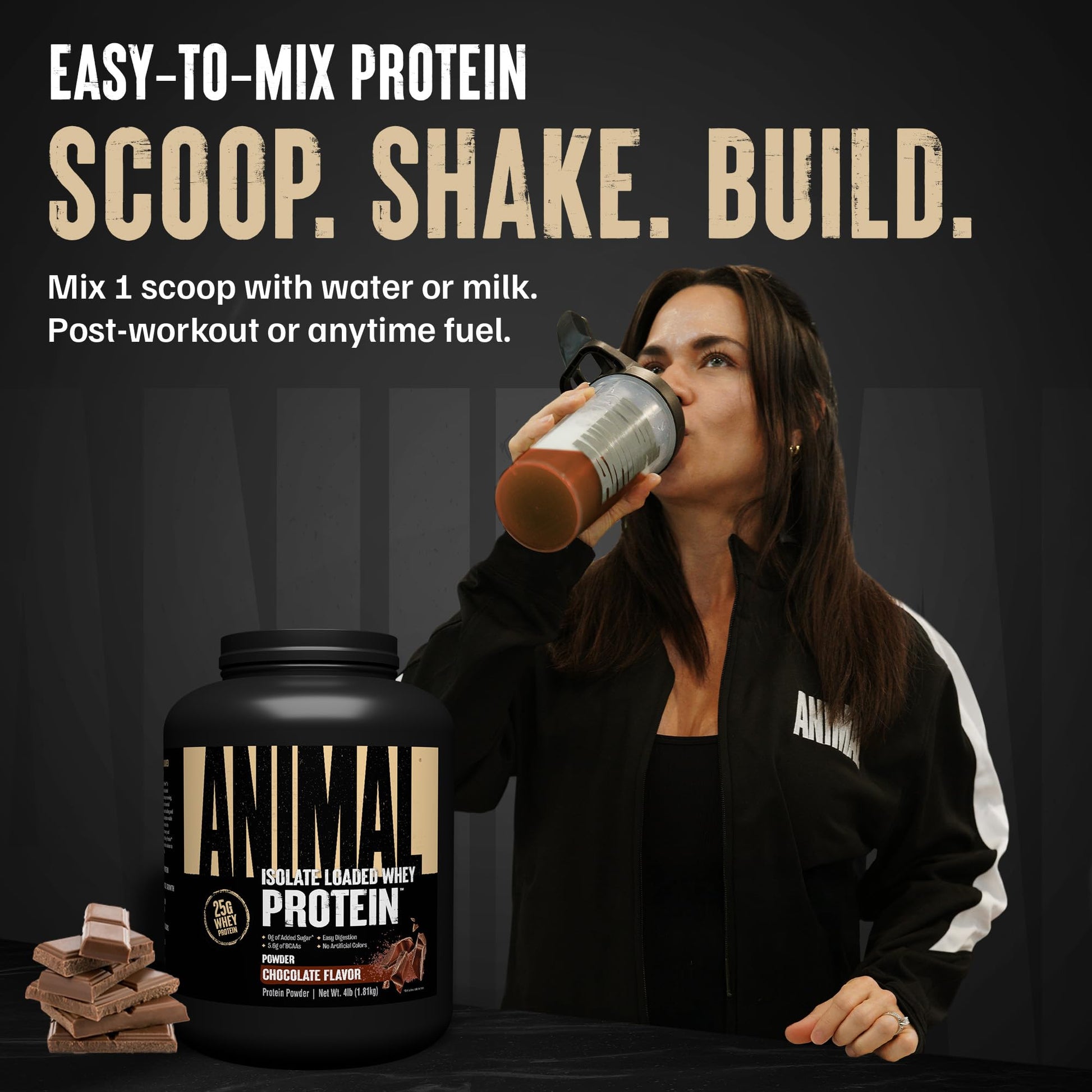 Animal Whey Isolate Protein Powder - Loaded for Pre & Post Workout Muscle Builder and Recovery with Digestive Enzymes for Men & Women - 25g Protein, Great Taste, Low Sugar - Chocolate 4 lbs - Medaid International