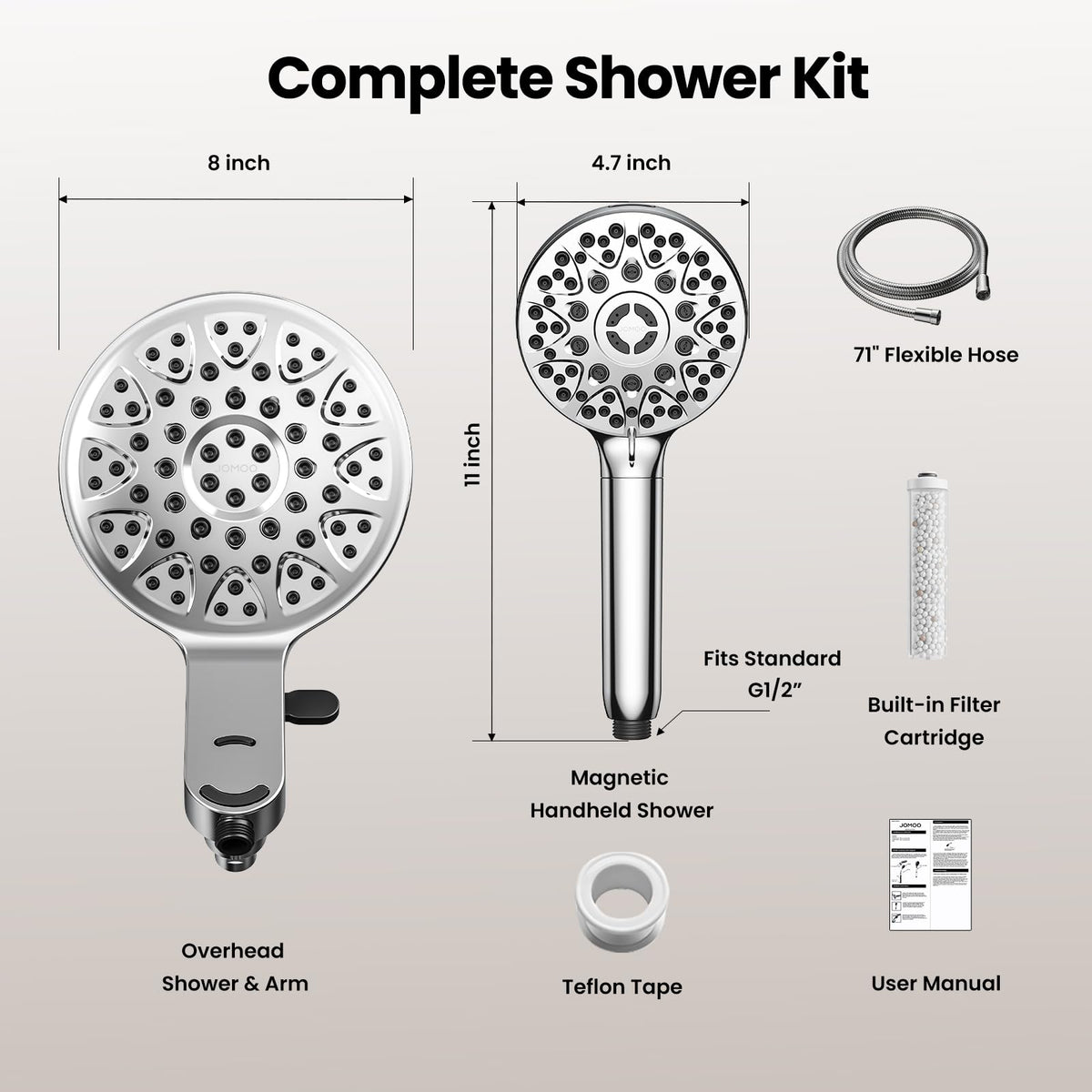 Magnetic Shower Head with Handheld,filtered shower head combo