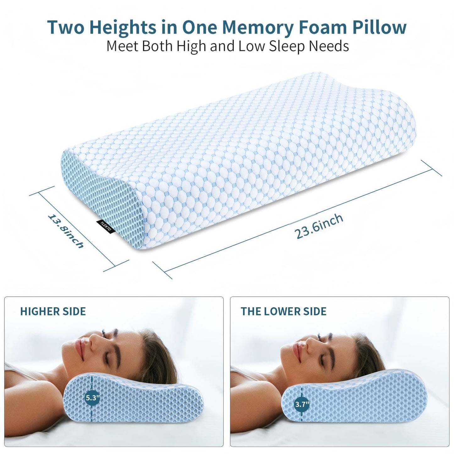 Cervical Pillow for Neck Pain Relief, Contour Memory Foam Pillows for Sleeping, Odorless Ergonomic Pillow Adjustable Orthopedic Cooling Pillow Bed Pillow Neck Support for Side Back Stomach Sleepers - Medaid International