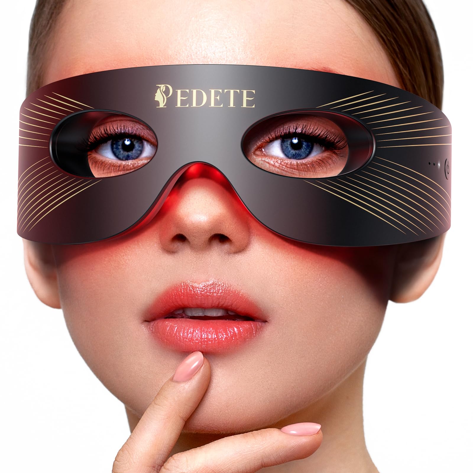 Pedete Red Light Therapy for Eyes, 3 Modes Under-Eye Red Light Eye Mask, Eye Massager for Fine Lines Eye Bags and Dark Circles for Men Women(Black) - Medaid International