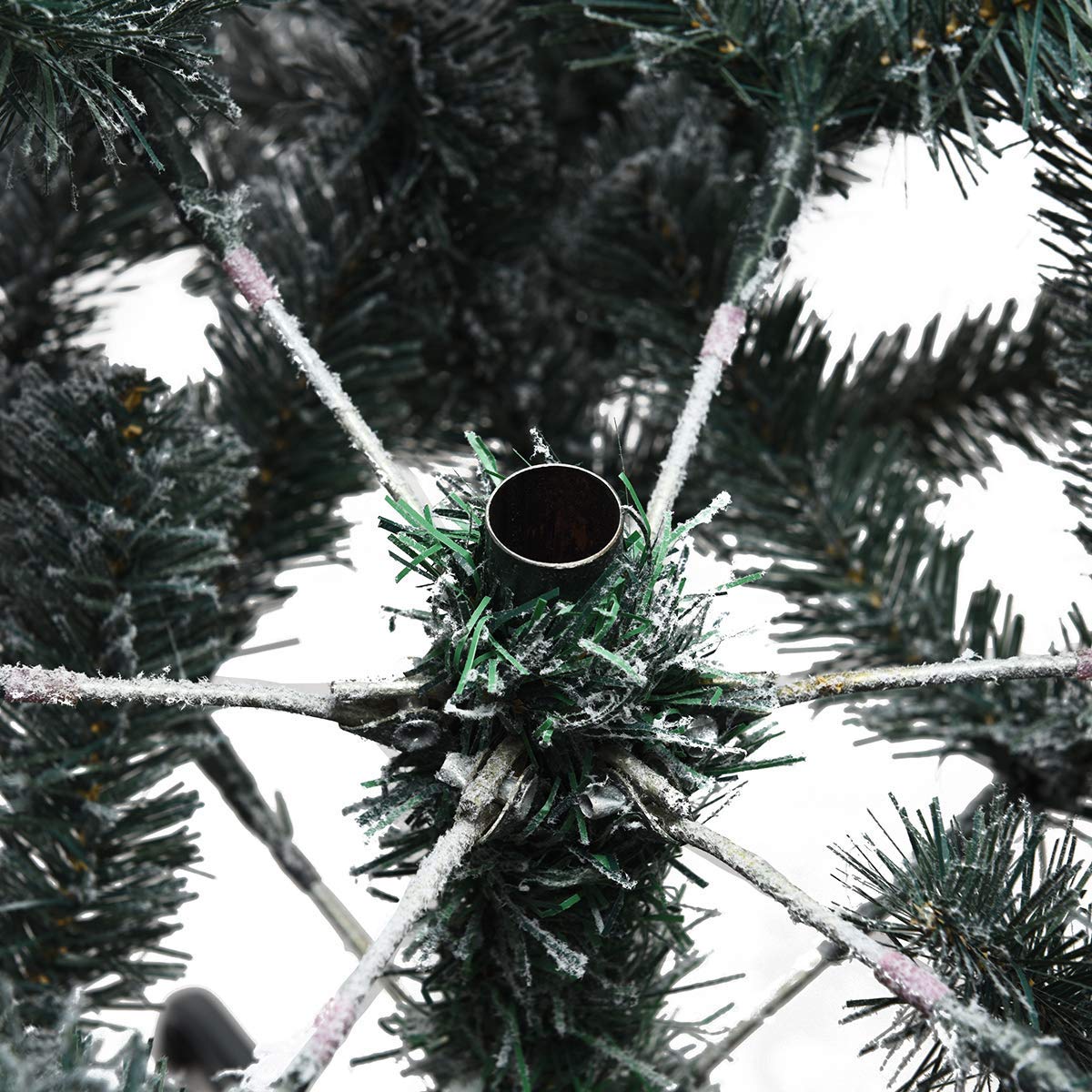 Artificial Christmas, Premium PVC Xmas Full, Flocked Snow Pine Tree with Solid Metal Stand, Ideal for Indoor and Outdoor (6FT), White, Christmas Tree - Medaid International