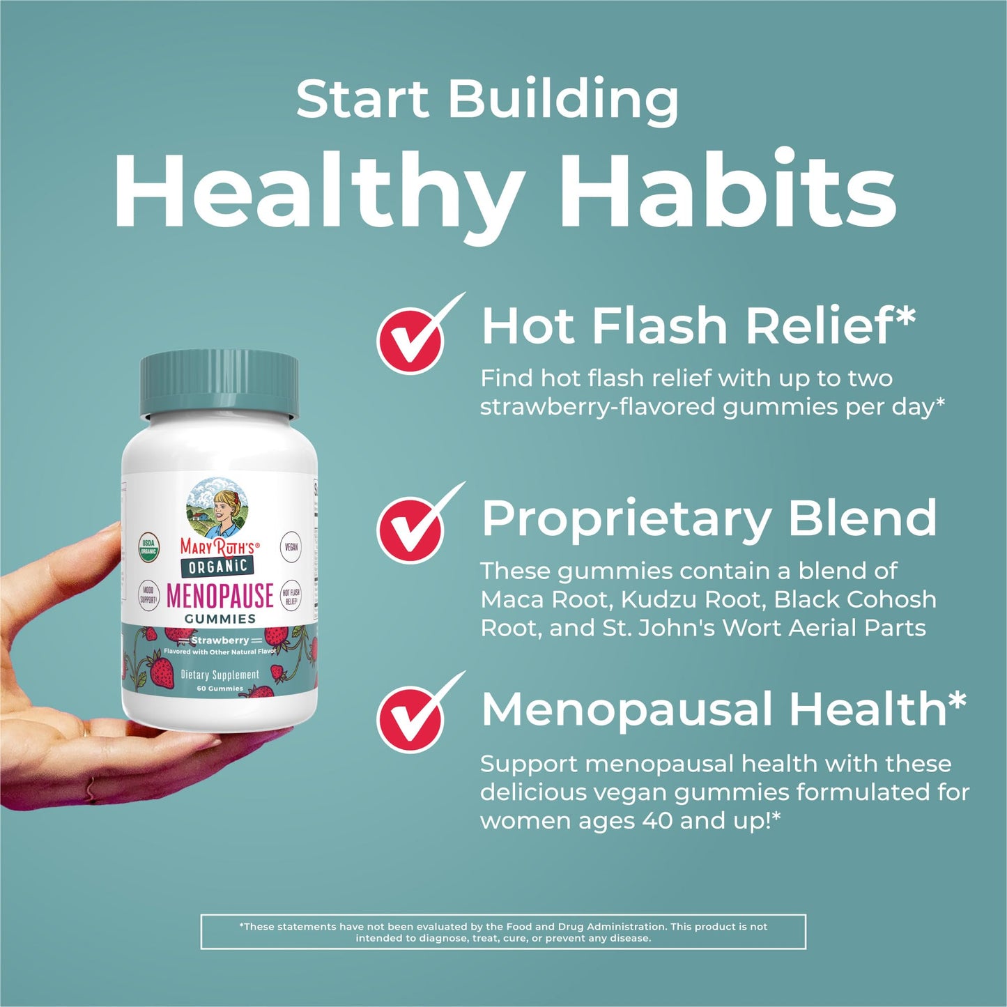 Organic Menopause Gummies by MaryRuth's | Menopause Supplements for Women | Mood Support | Hot Flash Relief | Maca Root | Black Cohosh | USDA Organic | Non-GMO | Vegan | 30 Servings - Medaid International