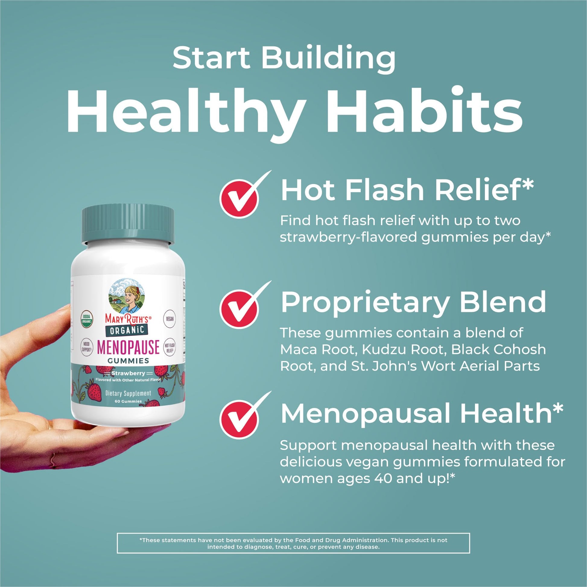 Organic Menopause Gummies by MaryRuth's | Menopause Supplements for Women | Mood Support | Hot Flash Relief | Maca Root | Black Cohosh | USDA Organic | Non-GMO | Vegan | 30 Servings - Medaid International