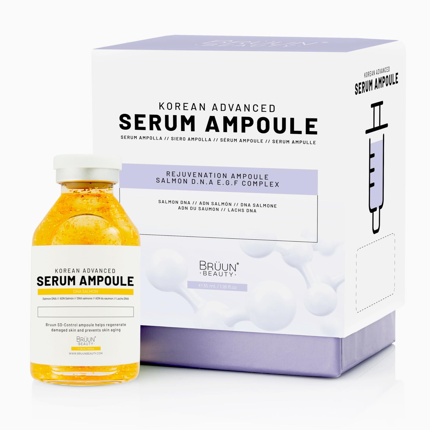BRÜUN SD - Control Salmon DNA Ampoule - Micro Needling Korean Serum Booster for Face and Body to Use with and without Derma Pen Microneedling Skin Care Serum 1.18 fl.oz - Medaid International